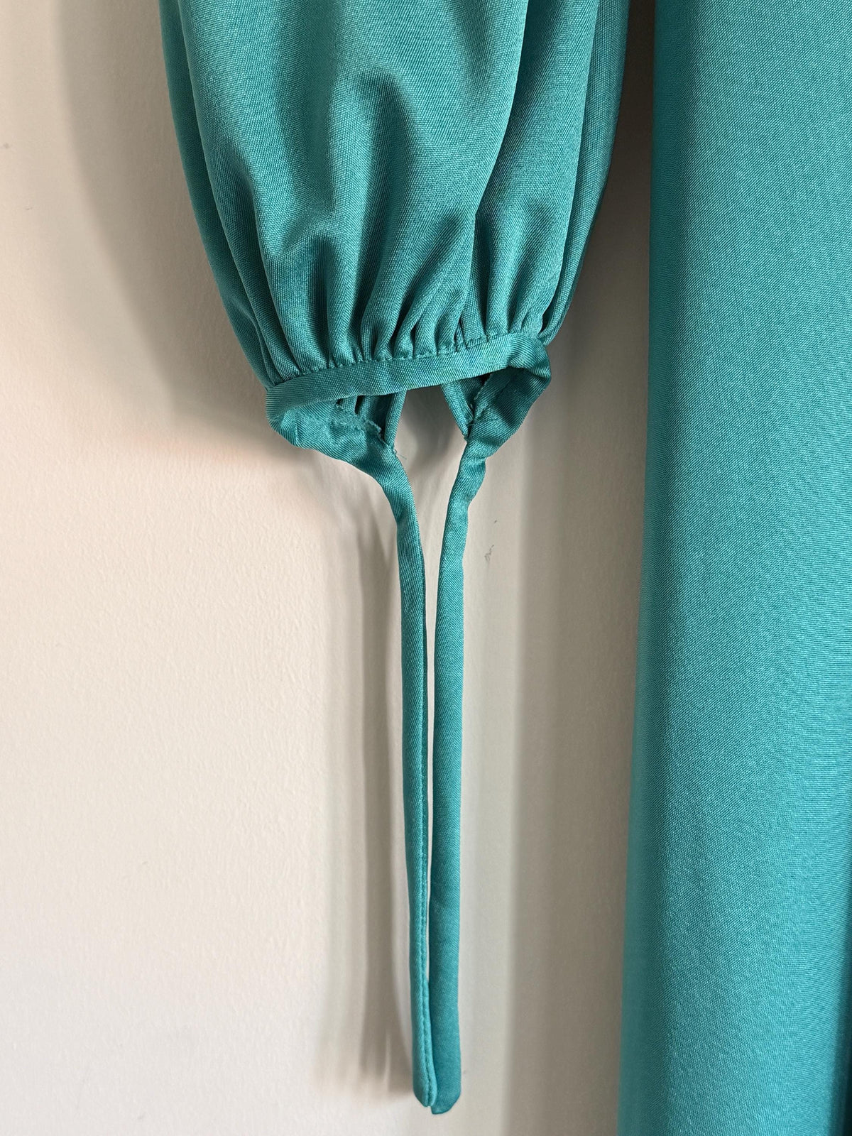 Vintage 1970s Radley London Teal Maxi Dress | Empire Waist Bishop Sleeve Evening Gown