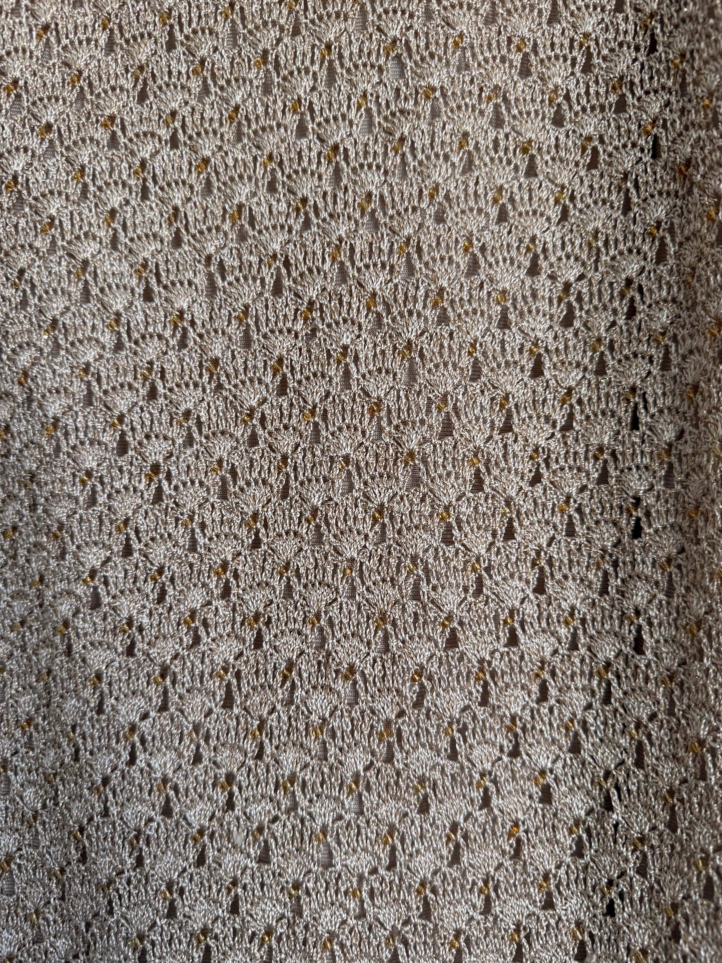 Vintage Crochet Knit Maxi Dress Beige Boho Festival Dress Sleeveless Open Knit 1990s Y2K Neutral Summer Holiday Dress