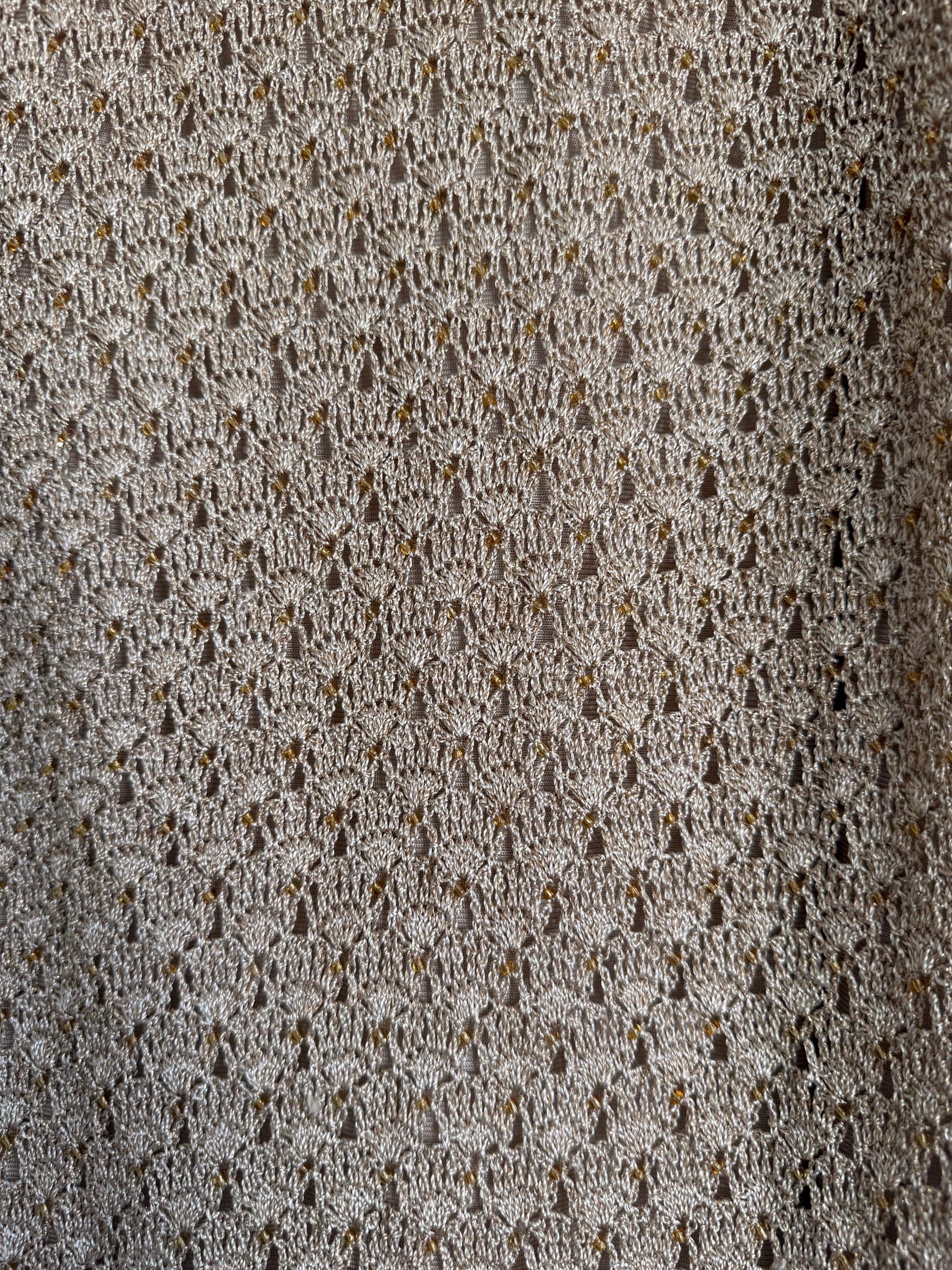 Vintage Crochet Knit Maxi Dress Beige Boho Festival Dress Sleeveless Open Knit 1990s Y2K Neutral Summer Holiday Dress
