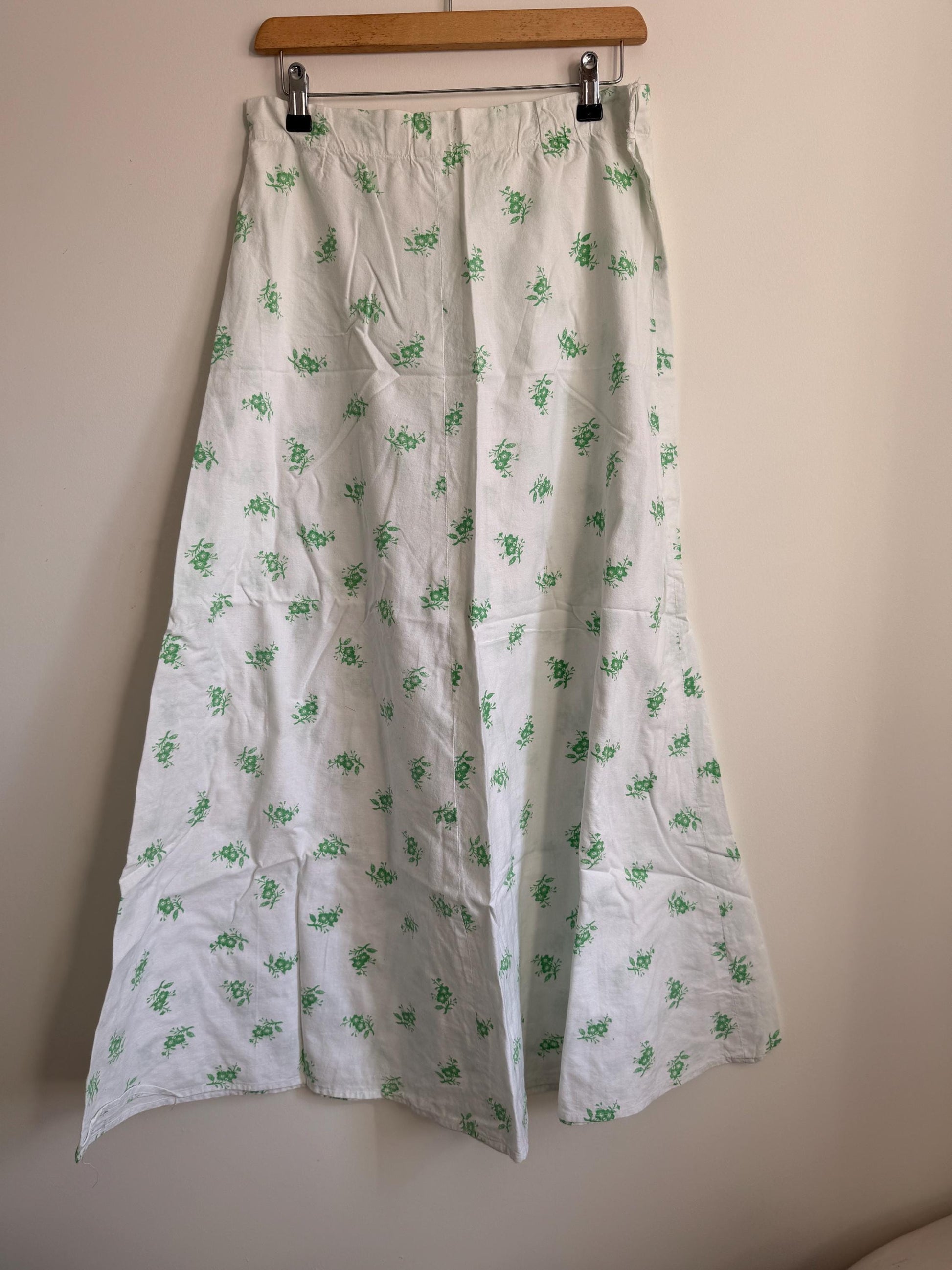 Vintage Liberty Fabric Two Piece Set | 1970s Floral Crop Top & Maxi Skirt | White Green Co-Ord | Cottagecore Summer Outfit | Boho Vintage