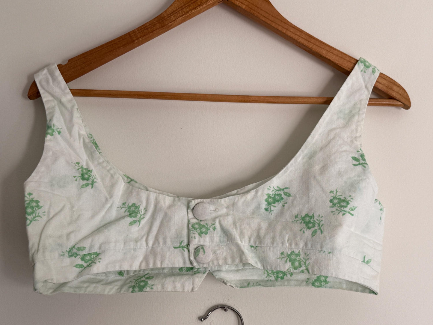 Vintage Liberty Fabric Two Piece Set | 1970s Floral Crop Top & Maxi Skirt | White Green Co-Ord | Cottagecore Summer Outfit | Boho Vintage