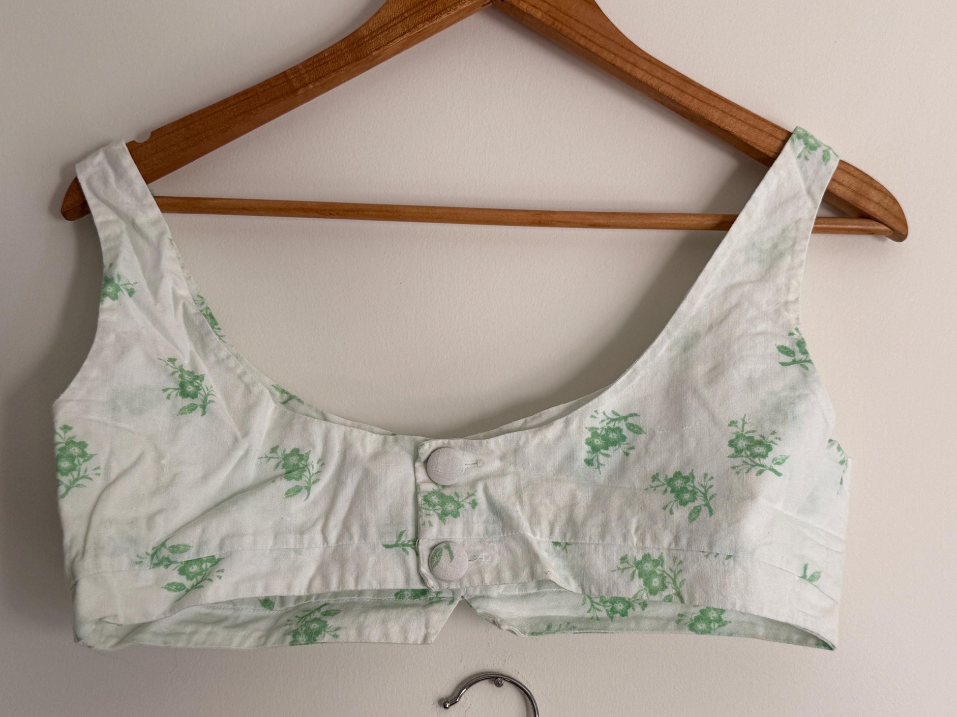 Vintage Liberty Fabric Two Piece Set | 1970s Floral Crop Top & Maxi Skirt | White Green Co-Ord | Cottagecore Summer Outfit | Boho Vintage