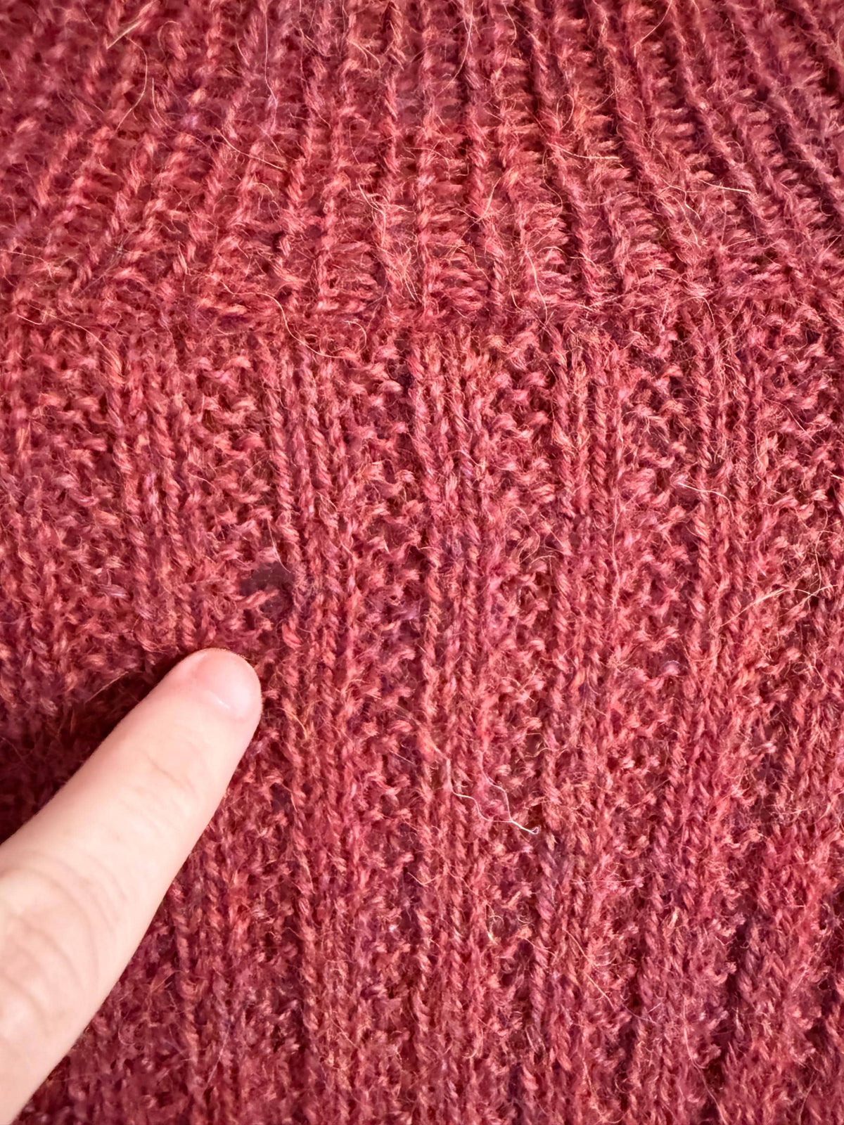 Vintage 1950s Wool Zip Cardigan – Burgundy Ski Sweater – Contrast Stripe Chunky Knit Jacket – Unisex