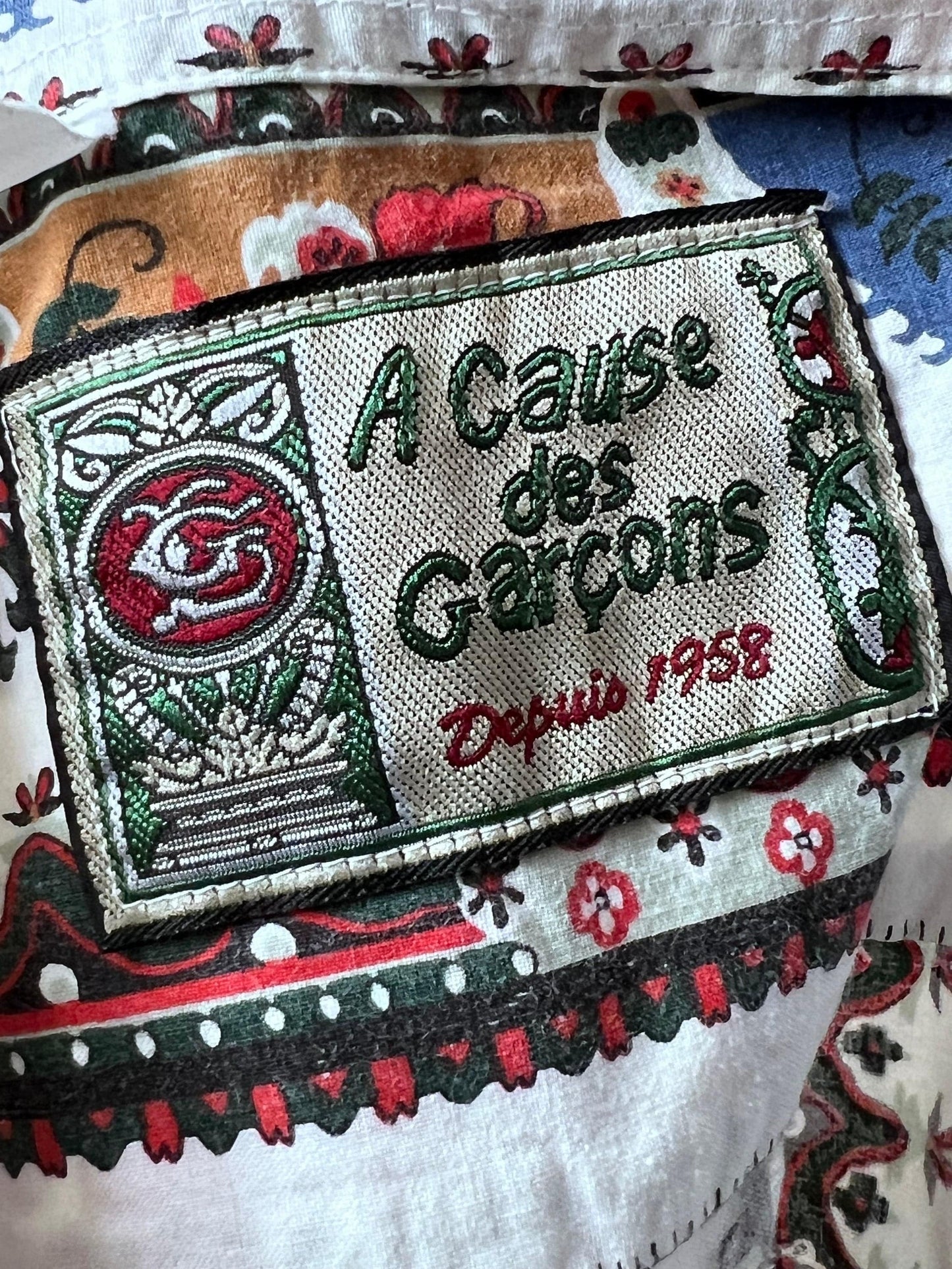 Men’s Vintage Shirt, Floral Shirt, A Cause Des Garçons 90s Vintage Short Sleeve Shirt, 50” 16.5”