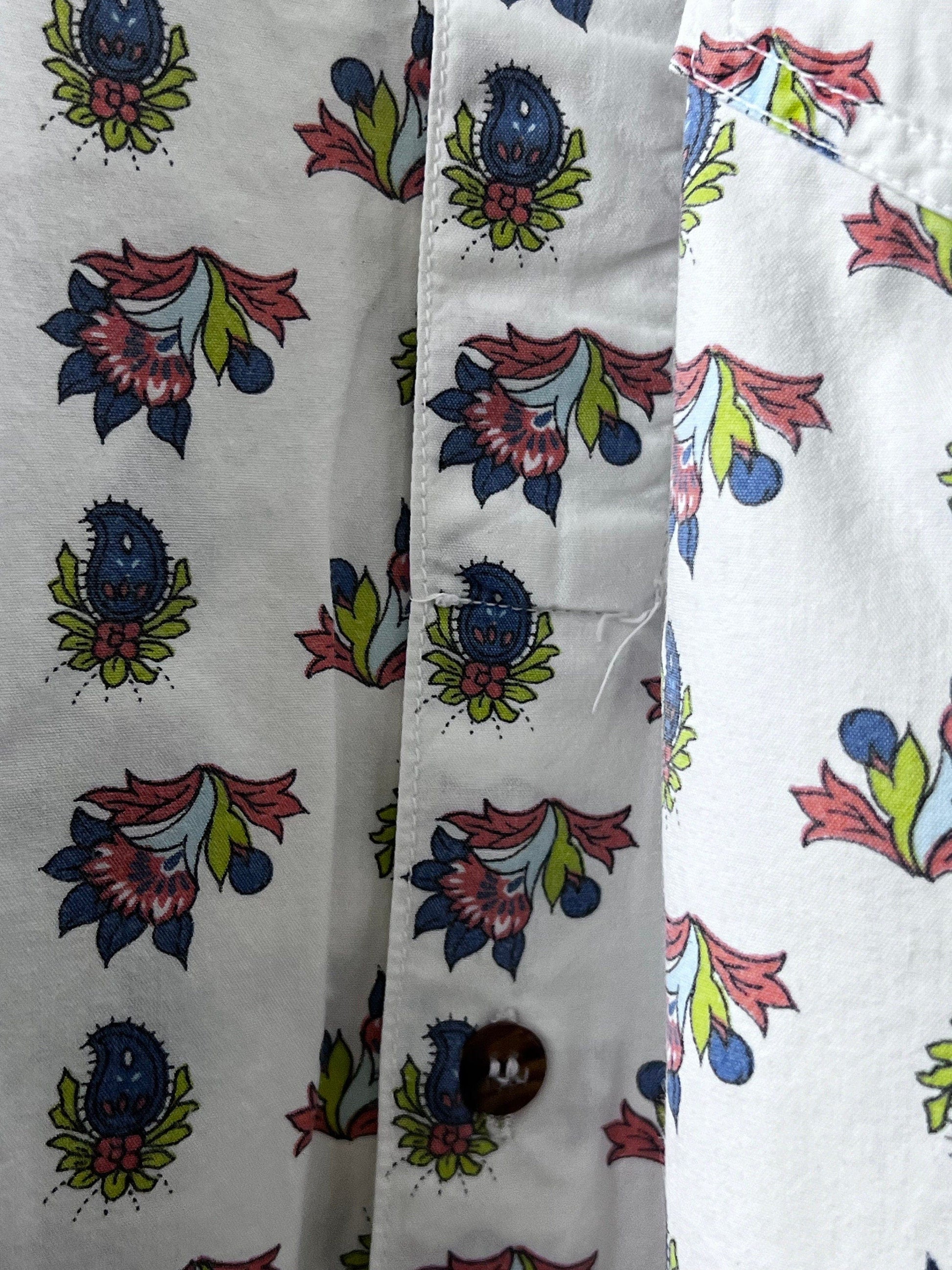 Men’s Vintage Shirt, Floral Shirt, A Cause Des Garçons 90s Vintage Short Sleeve Shirt, 50” 16.5