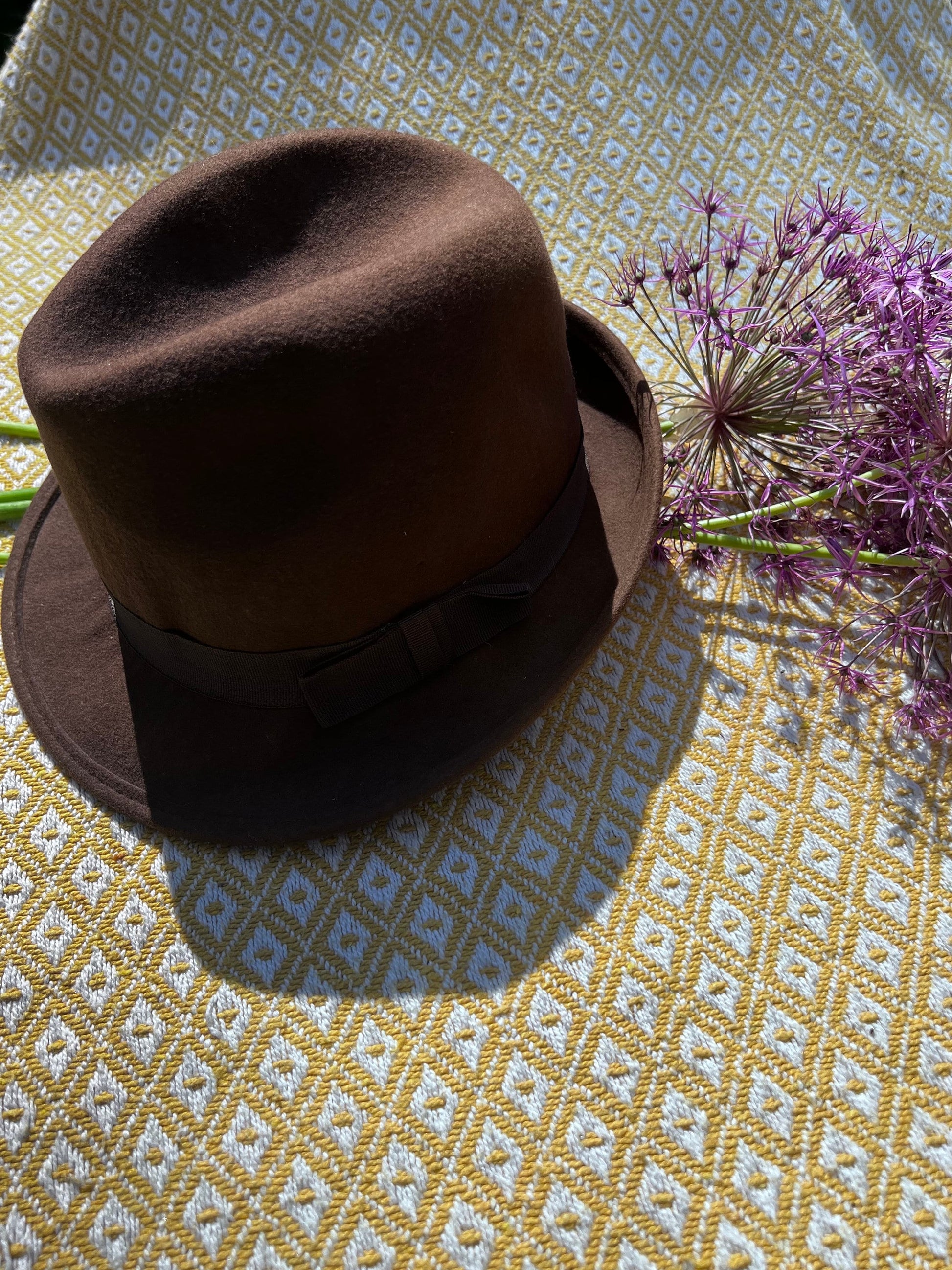 Mens 1940’s Style Felt Fedora Semi Wide Brim brown Grosgrain Ribbon Felt , Wartime Fashions , 1940’s Fedora Mens Hat , 1940’s Hat , Fedora
