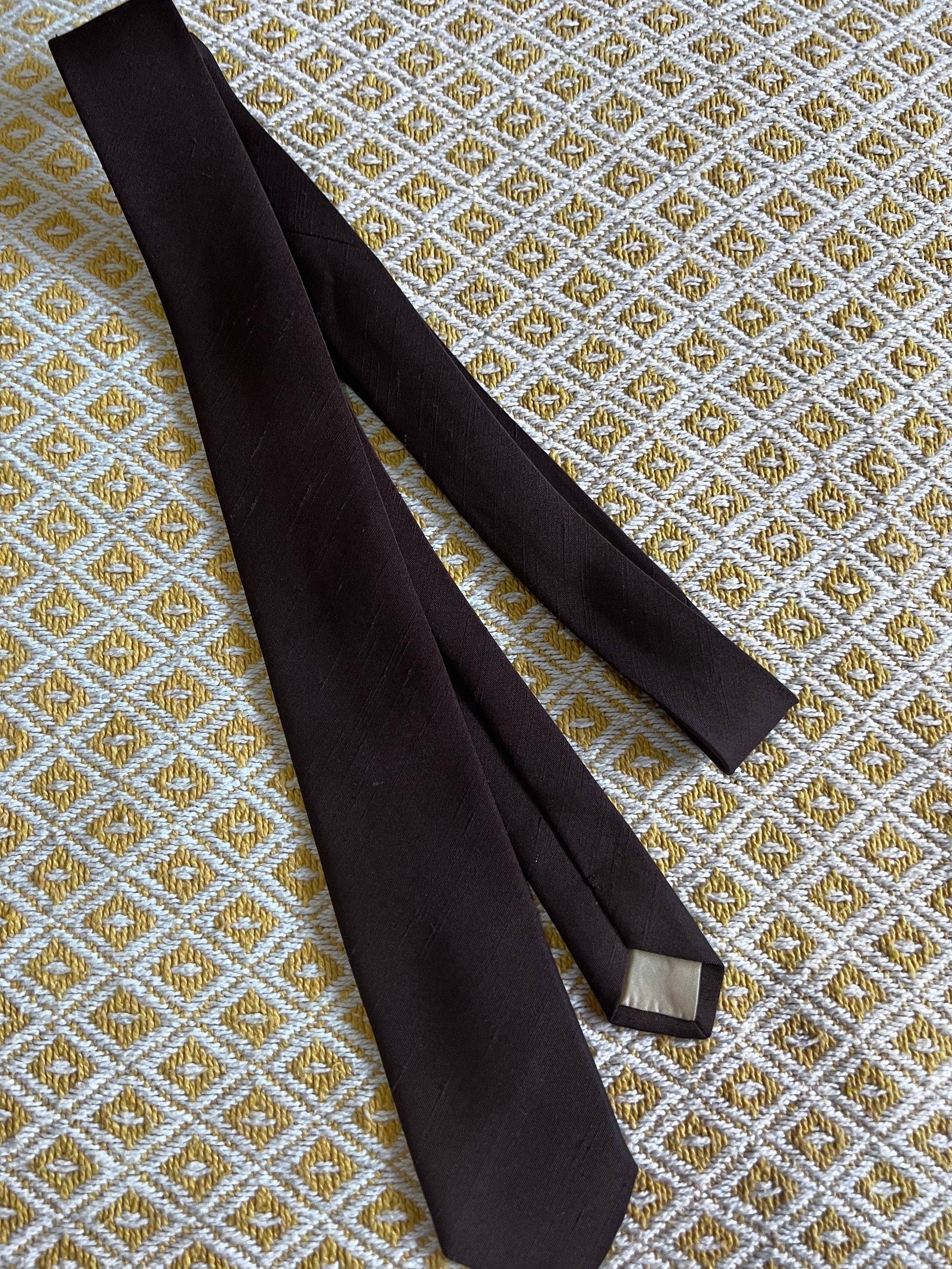 1950s 1960s Mens Skinny Necktie Tie, brown check tie, Vintage Tie, Vintage Necktie, 50s 60s Tie, vintage neckwear