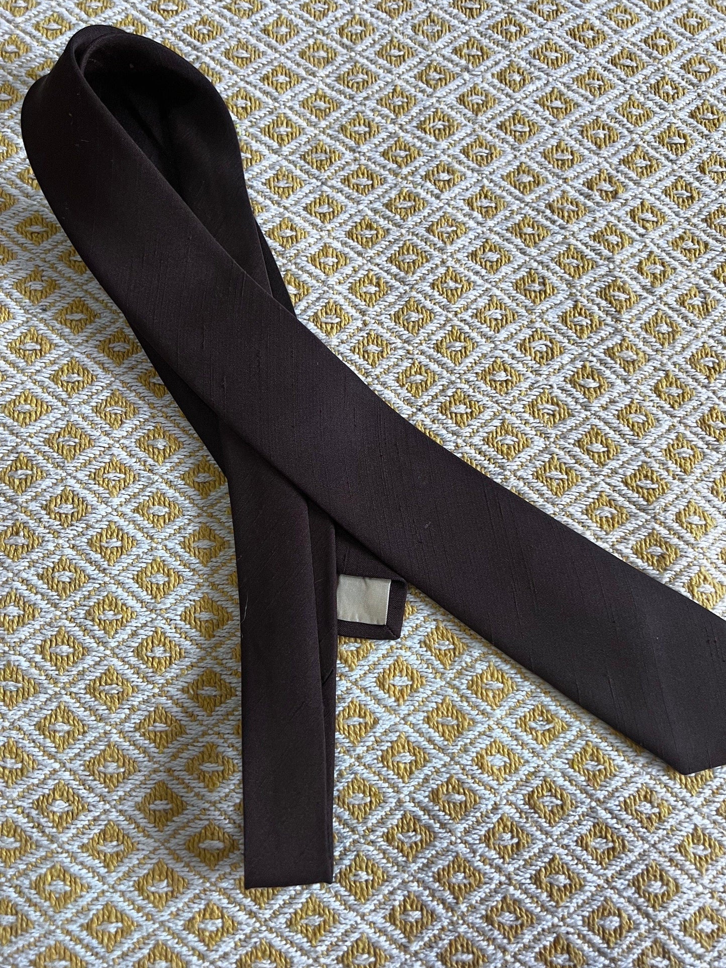 1950s 1960s Mens Skinny Necktie Tie, brown check tie, Vintage Tie, Vintage Necktie, 50s 60s Tie, vintage neckwear
