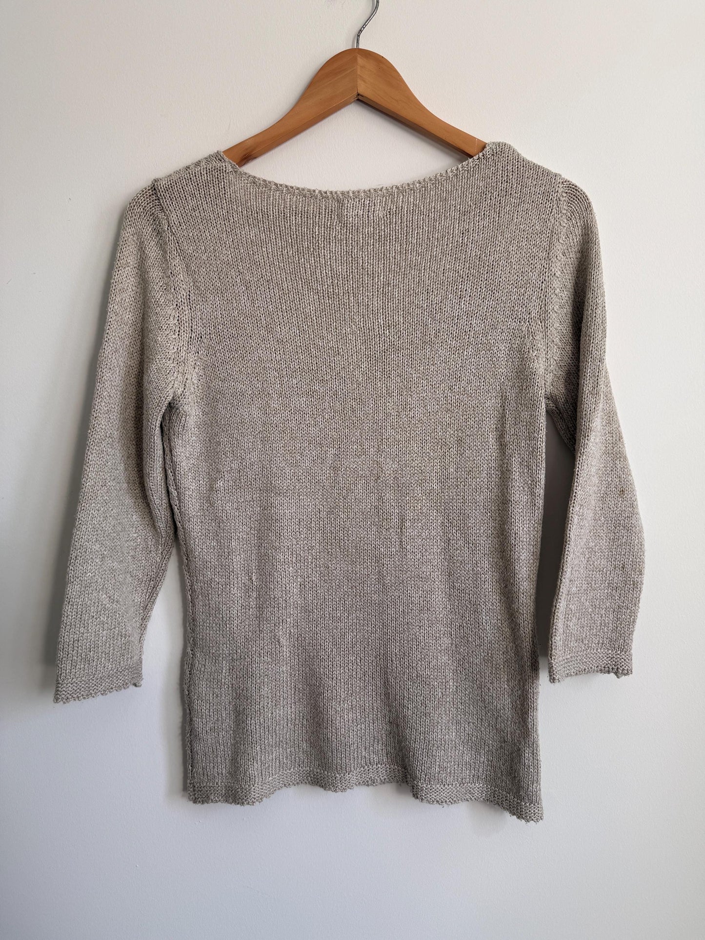 Neutral Knit Jumper Oatmeal V Neck Sweater Lightweight Acrylic Knit Natural Minimalist Capsule Wardrobe Spring Knit Vintage Style