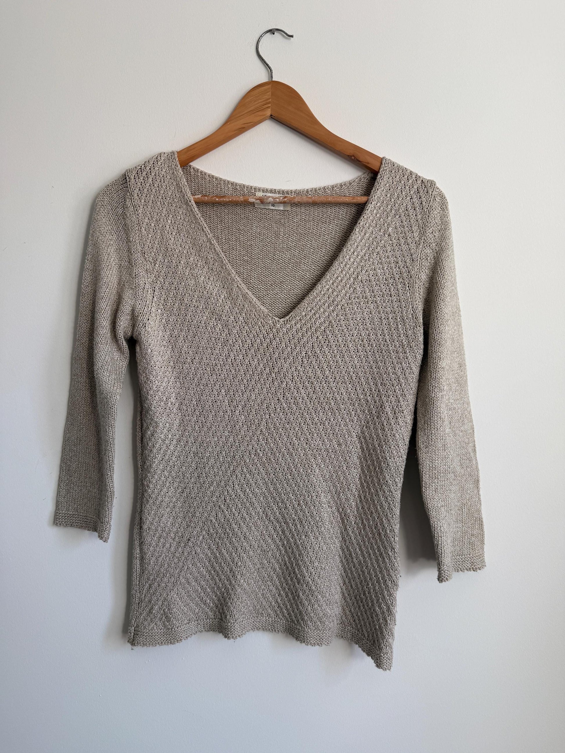 Neutral Knit Jumper Oatmeal V Neck Sweater Lightweight Acrylic Knit Natural Minimalist Capsule Wardrobe Spring Knit Vintage Style