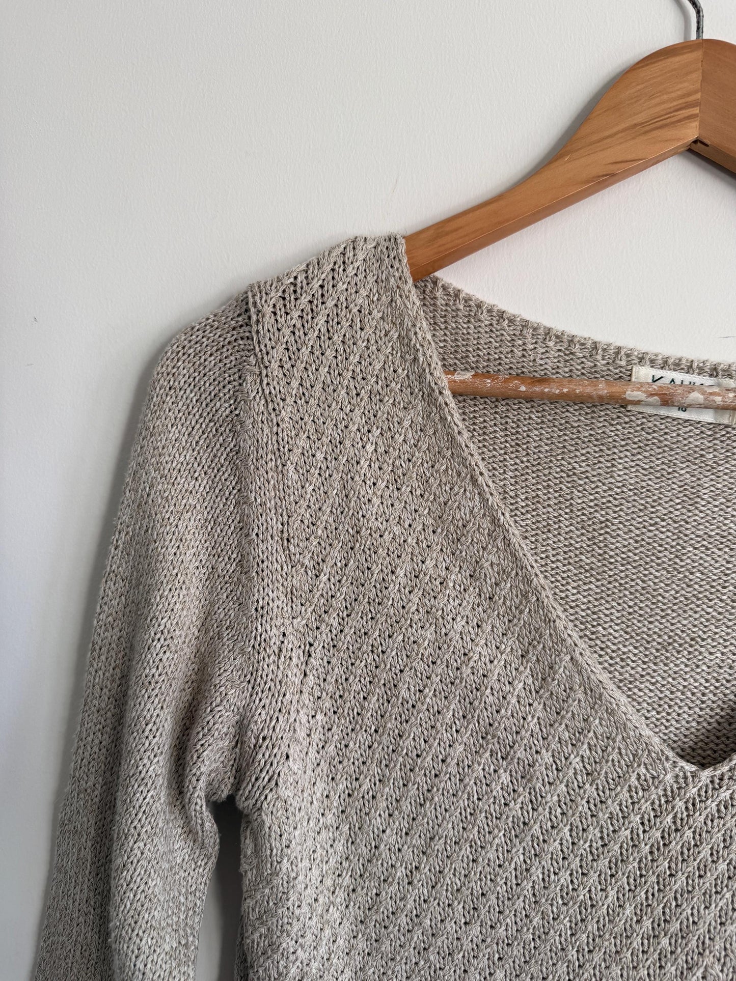 Neutral Knit Jumper Oatmeal V Neck Sweater Lightweight Acrylic Knit Natural Minimalist Capsule Wardrobe Spring Knit Vintage Style