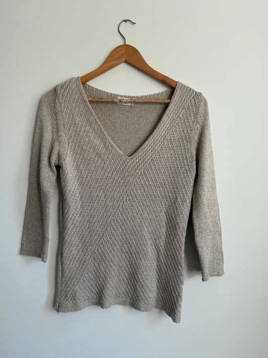 Neutral Knit Jumper Oatmeal V Neck Sweater Lightweight Acrylic Knit Natural Minimalist Capsule Wardrobe Spring Knit Vintage Style