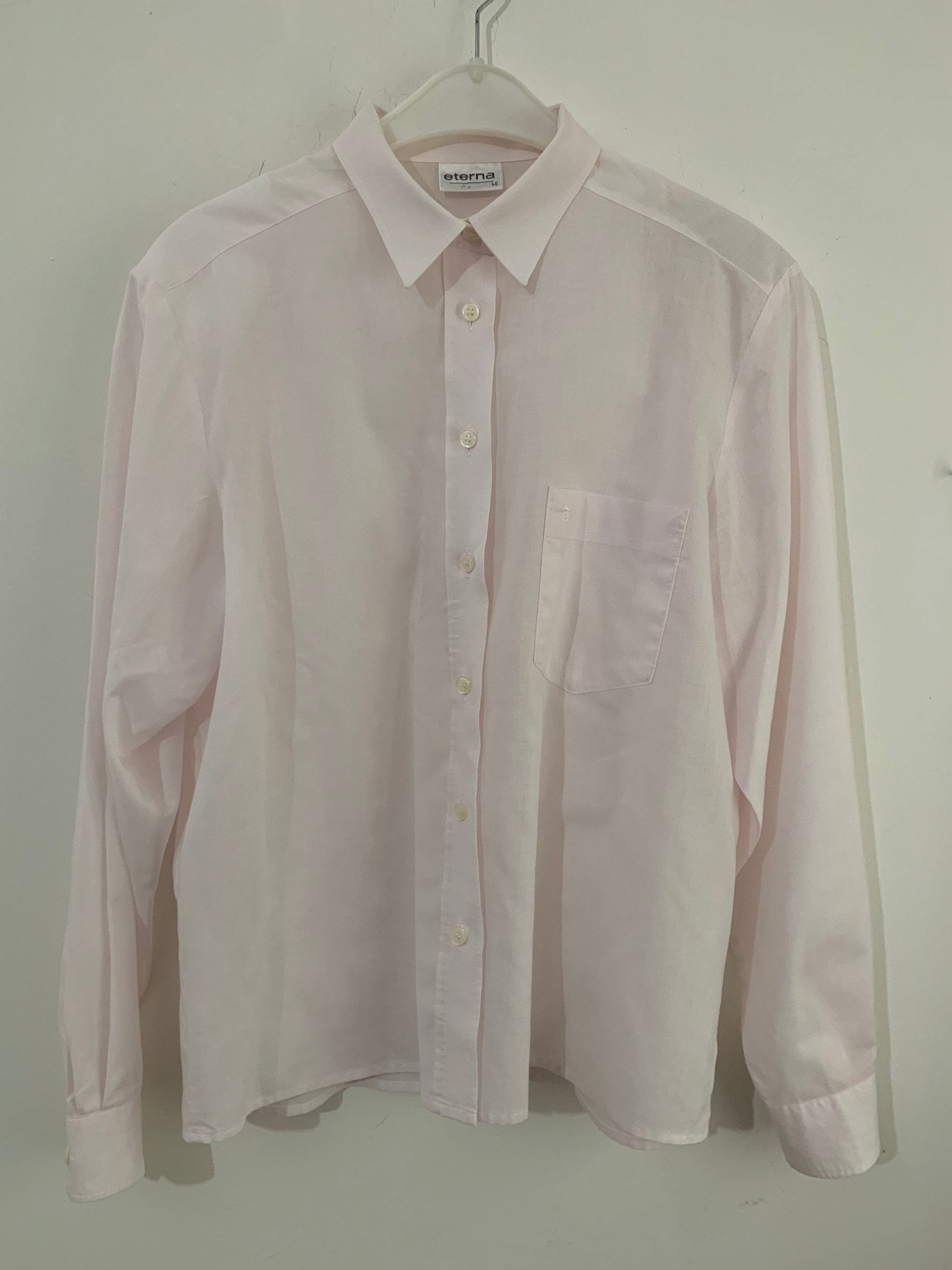 Pink Vintage Blouse Semi Sheer Button Through Boxy long Sleeves - Size 12