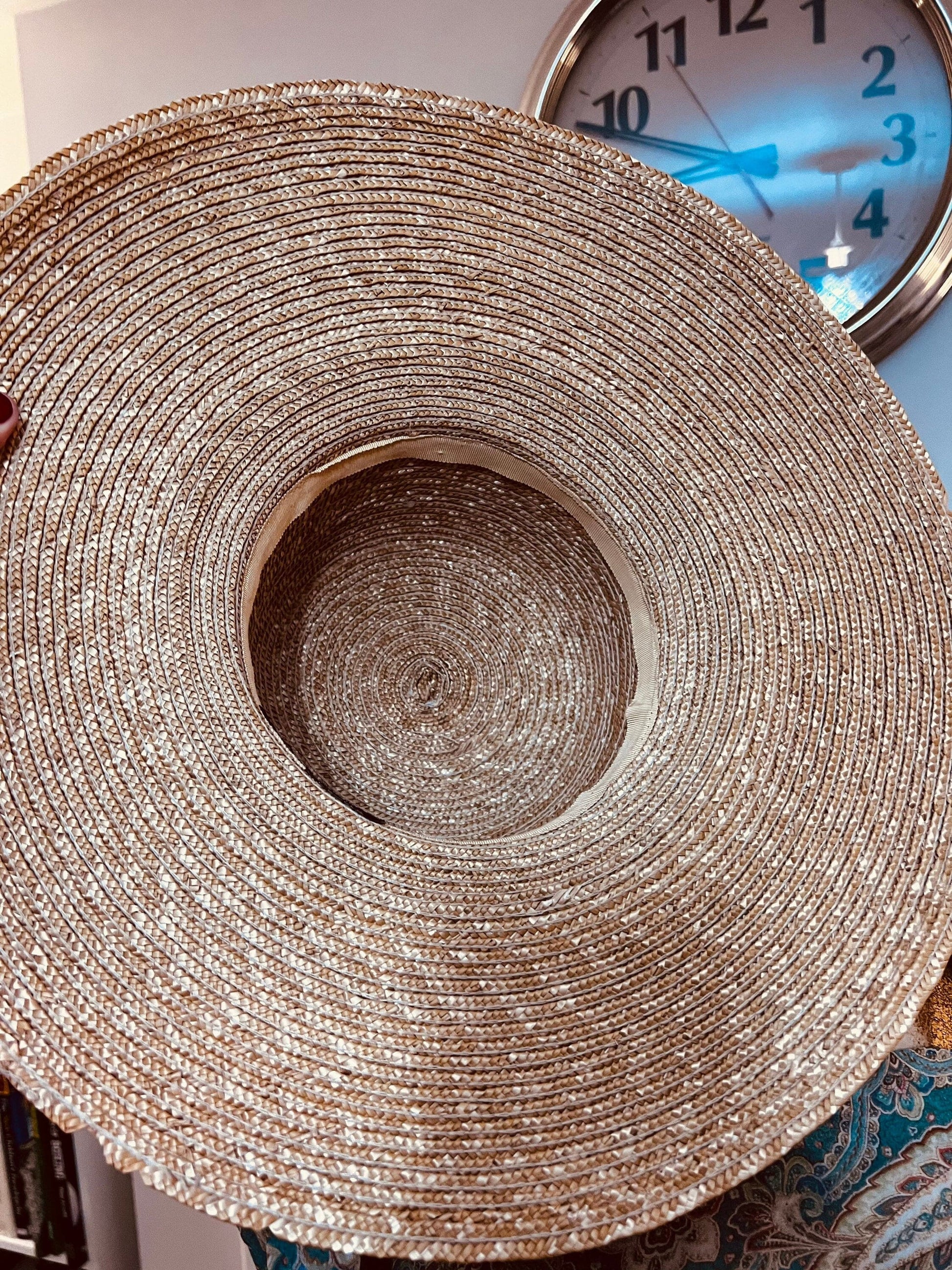 Straw wide brim Sand Vintage Style 1930s 1940s  Canopy Brim Summer Sun Hat 1930’s Tilt Hat , 30’s wide brim straw Hat - matching dress
