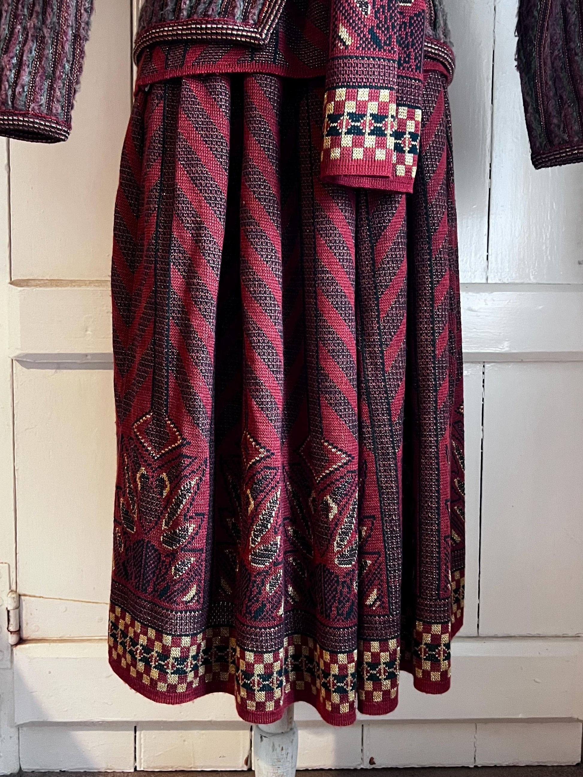 Bill Gibb Knit Set 1980s 1970s Skirt, Top, Cardigan and Scarf -