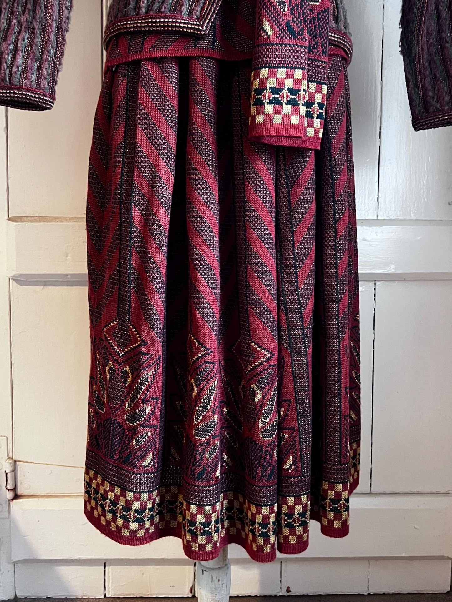 Bill Gibb Knit Set 1980s 1970s Skirt, Top, Cardigan and Scarf -