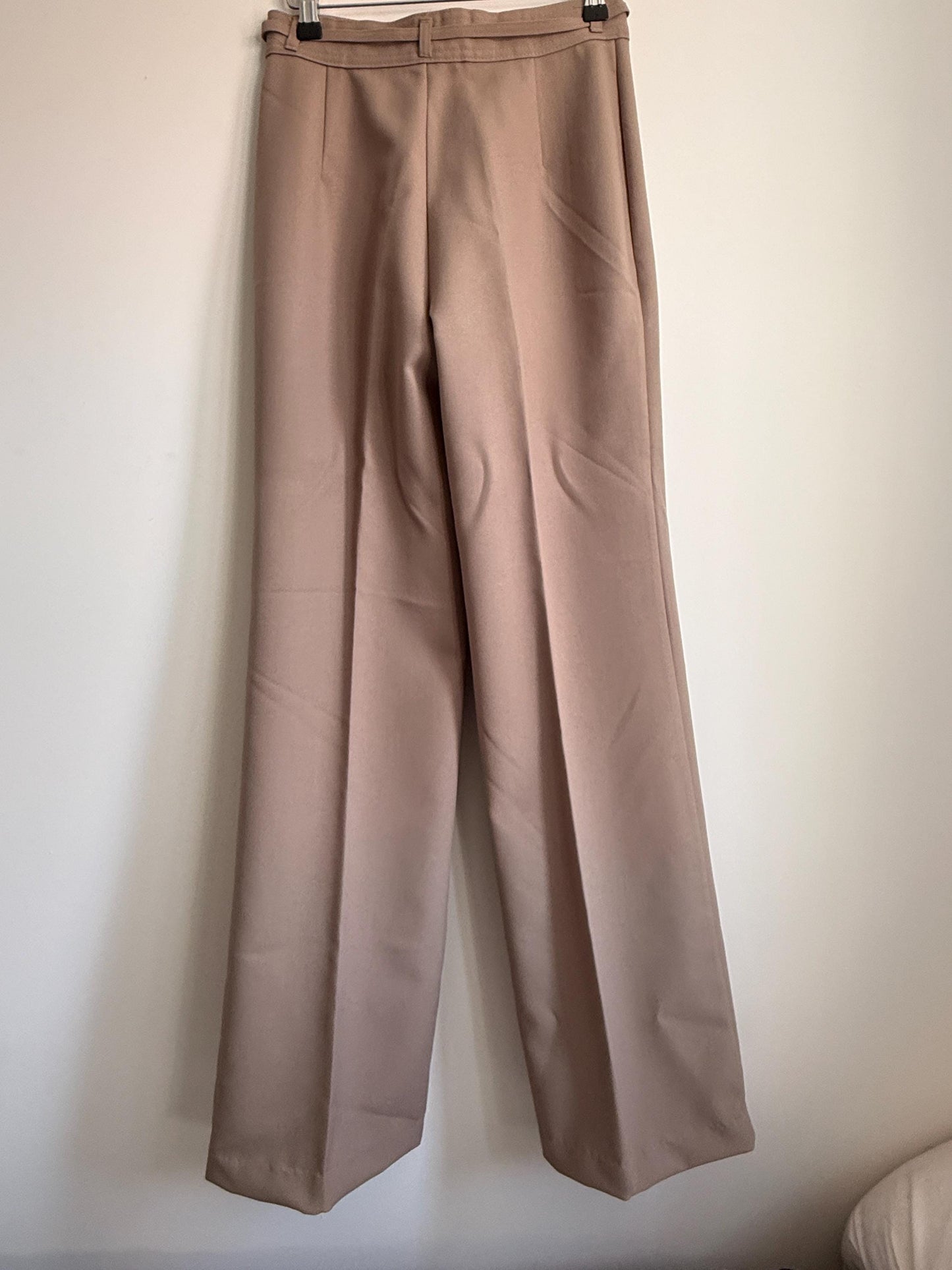Vintage 1970s Taupe Wide Leg Trousers | High Waist Tailored Pants | Quiet Luxury Trousers | Minimalist Vintage | UK Women's Trousers XS