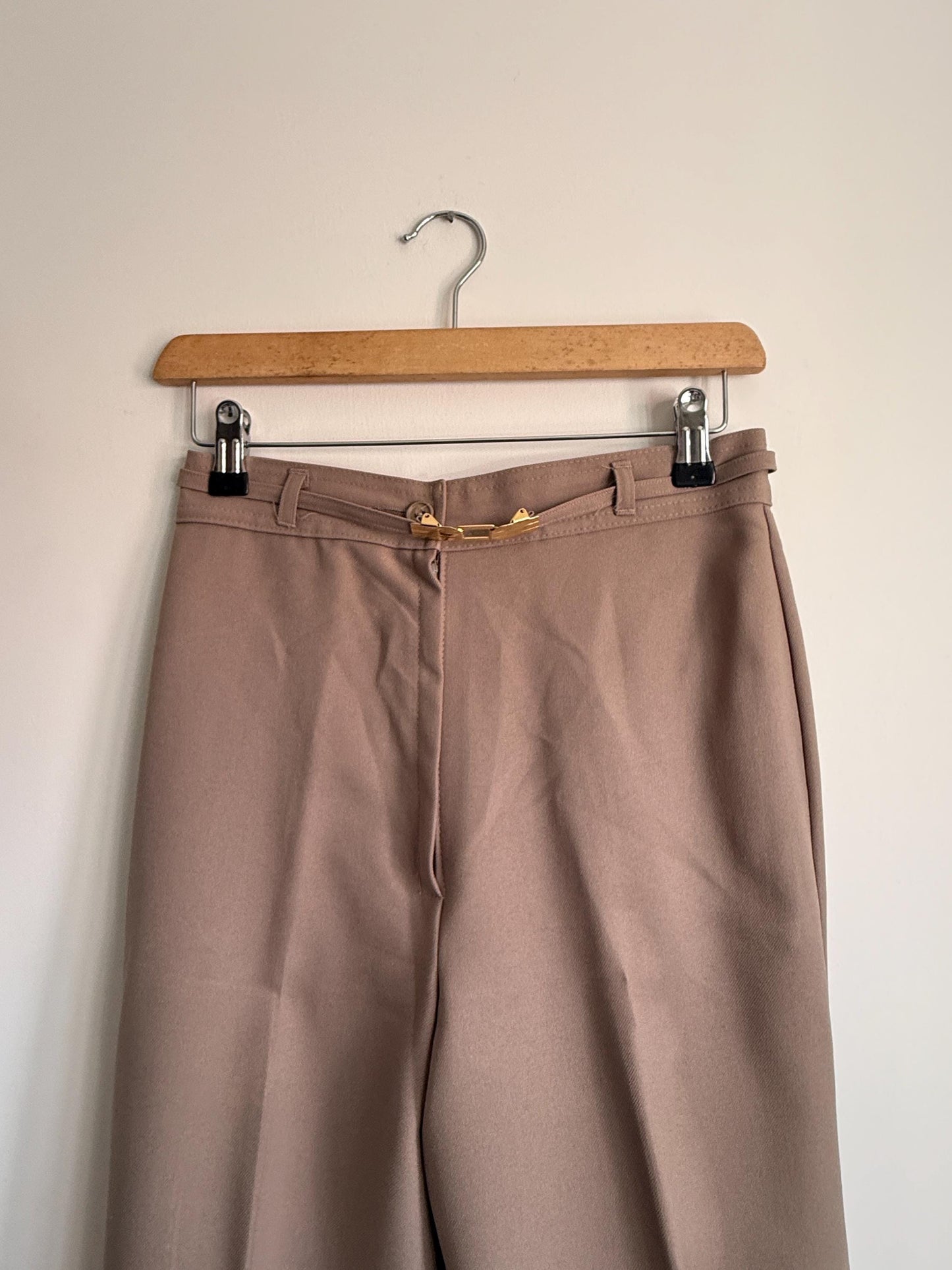Vintage 1970s Taupe Wide Leg Trousers | High Waist Tailored Pants | Quiet Luxury Trousers | Minimalist Vintage | UK Women's Trousers XS
