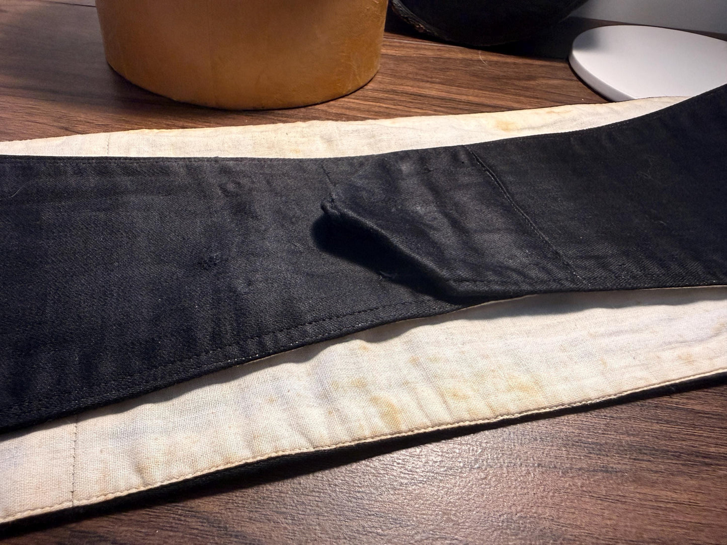 Vintage 1920s 30s Black Cummerband Waist Sash | Formal Evening Dress Waist Belt | Antique Menswear | Dress Coat Accessory