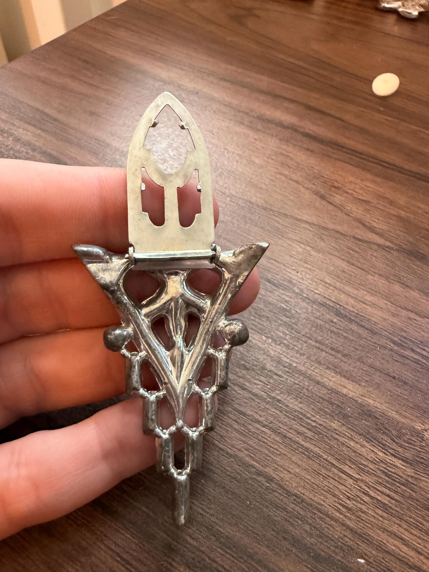 Vintage 1930s Art Deco Diamanté Dress Clip – Geometric Silver Tone Paste Statement Jewellery