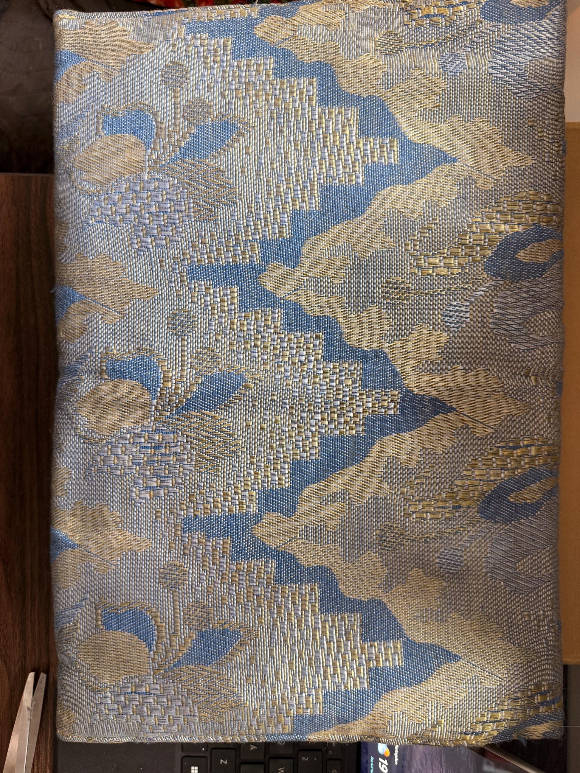 Vintage 1930s British Made Chinoiserie Brocade Envelope Clutch Bag – Blue Gold Evening Purse