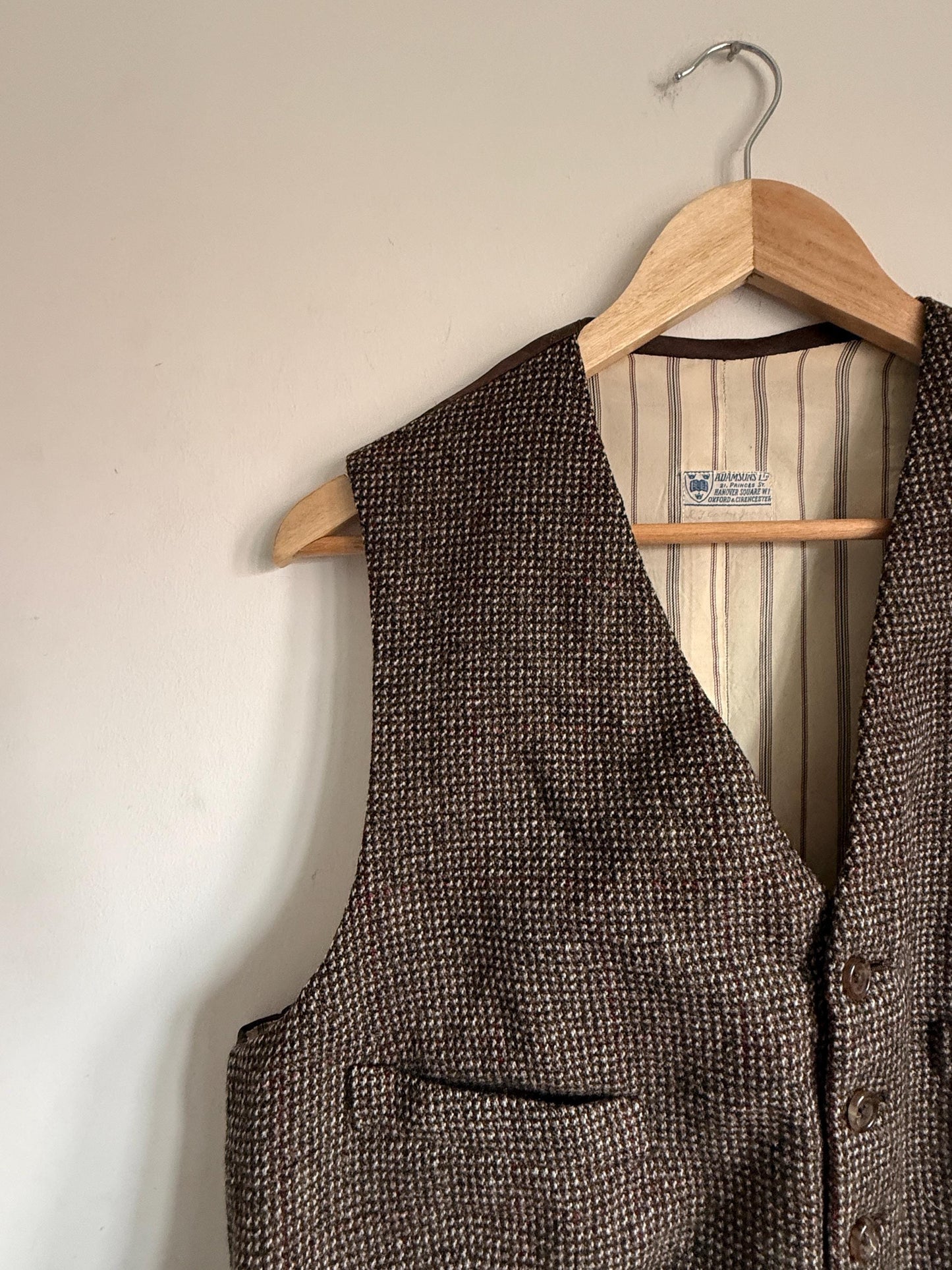 Vintage 1940s 1950s Adamsons Tweed Waistcoat Brown Wool Shooting Country Gentleman
