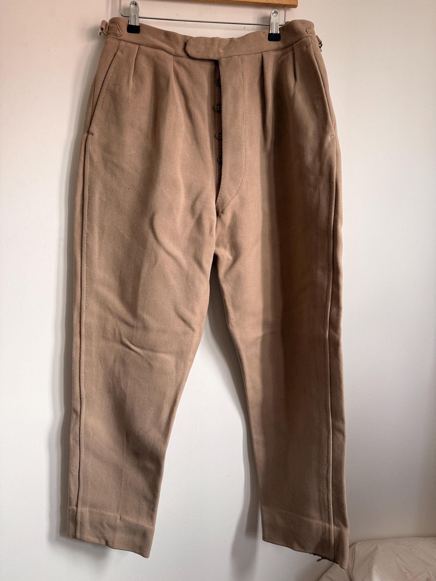 Vintage 1940s 1950s Adamsons Wool Flannel Trousers | High Waisted Pleated Men's Trousers | Brown Tailored Trousers | Made in England | 30W