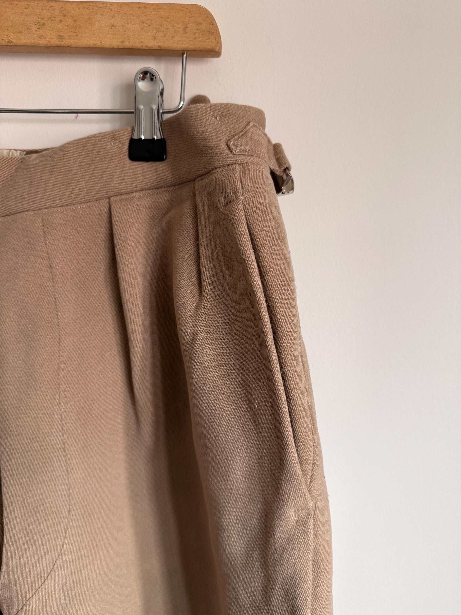 Vintage 1940s 1950s Adamsons Wool Flannel Trousers | High Waisted Pleated Men's Trousers | Brown Tailored Trousers | Made in England | 30W