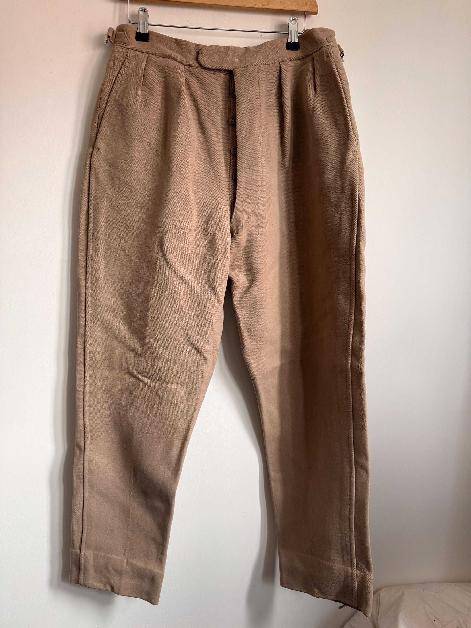 Vintage 1940s 1950s Adamsons Wool Flannel Trousers | High Waisted Pleated Men's Trousers | Brown Tailored Trousers | Made in England | 30W