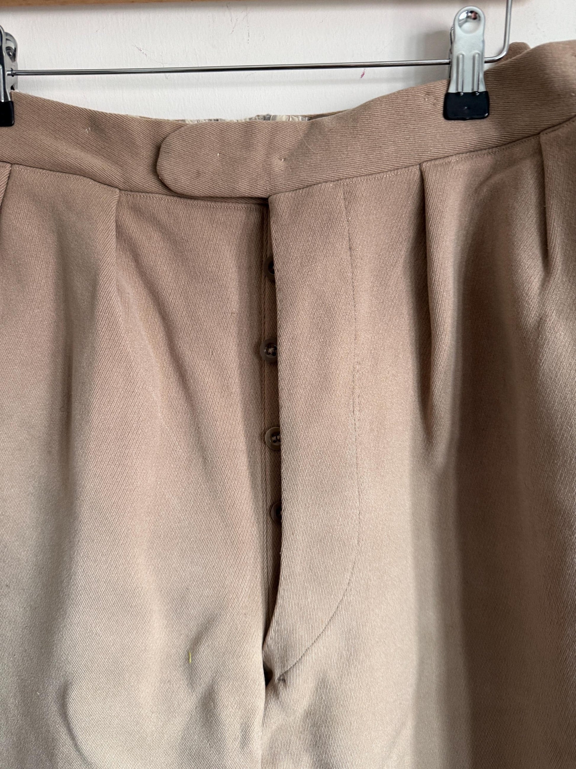 Vintage 1940s 1950s Adamsons Wool Flannel Trousers | High Waisted Pleated Men's Trousers | Brown Tailored Trousers | Made in England | 30W