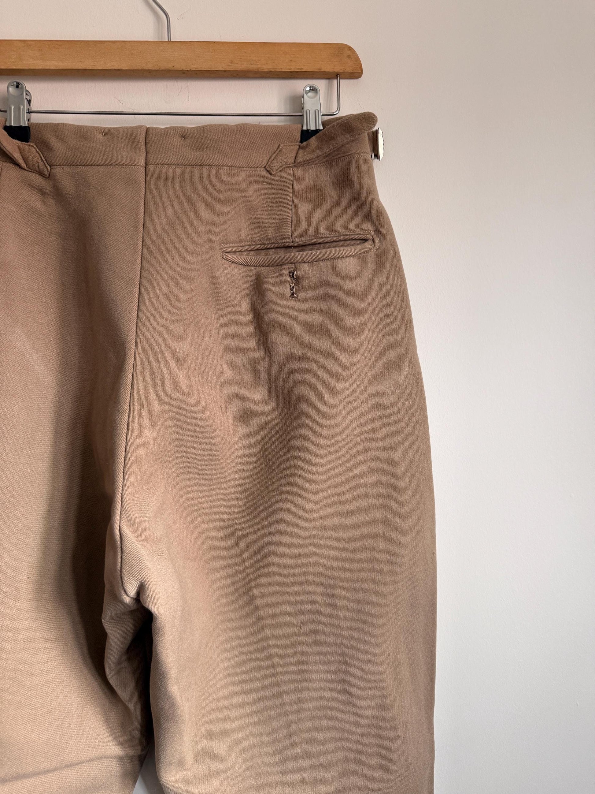 Vintage 1940s 1950s Adamsons Wool Flannel Trousers | High Waisted Pleated Men's Trousers | Brown Tailored Trousers | Made in England | 30W
