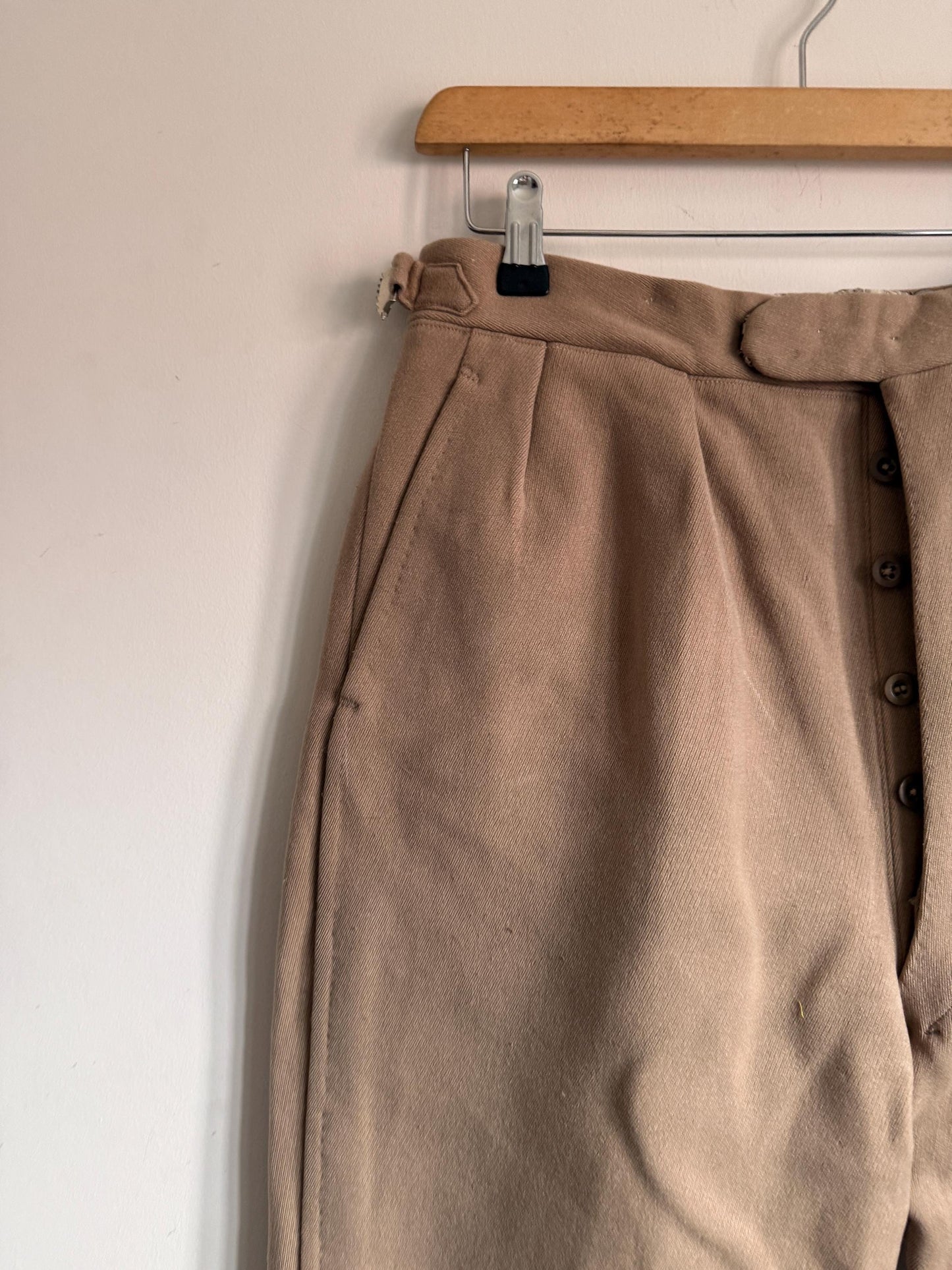 Vintage 1940s 1950s Adamsons Wool Flannel Trousers | High Waisted Pleated Men's Trousers | Brown Tailored Trousers | Made in England | 30W