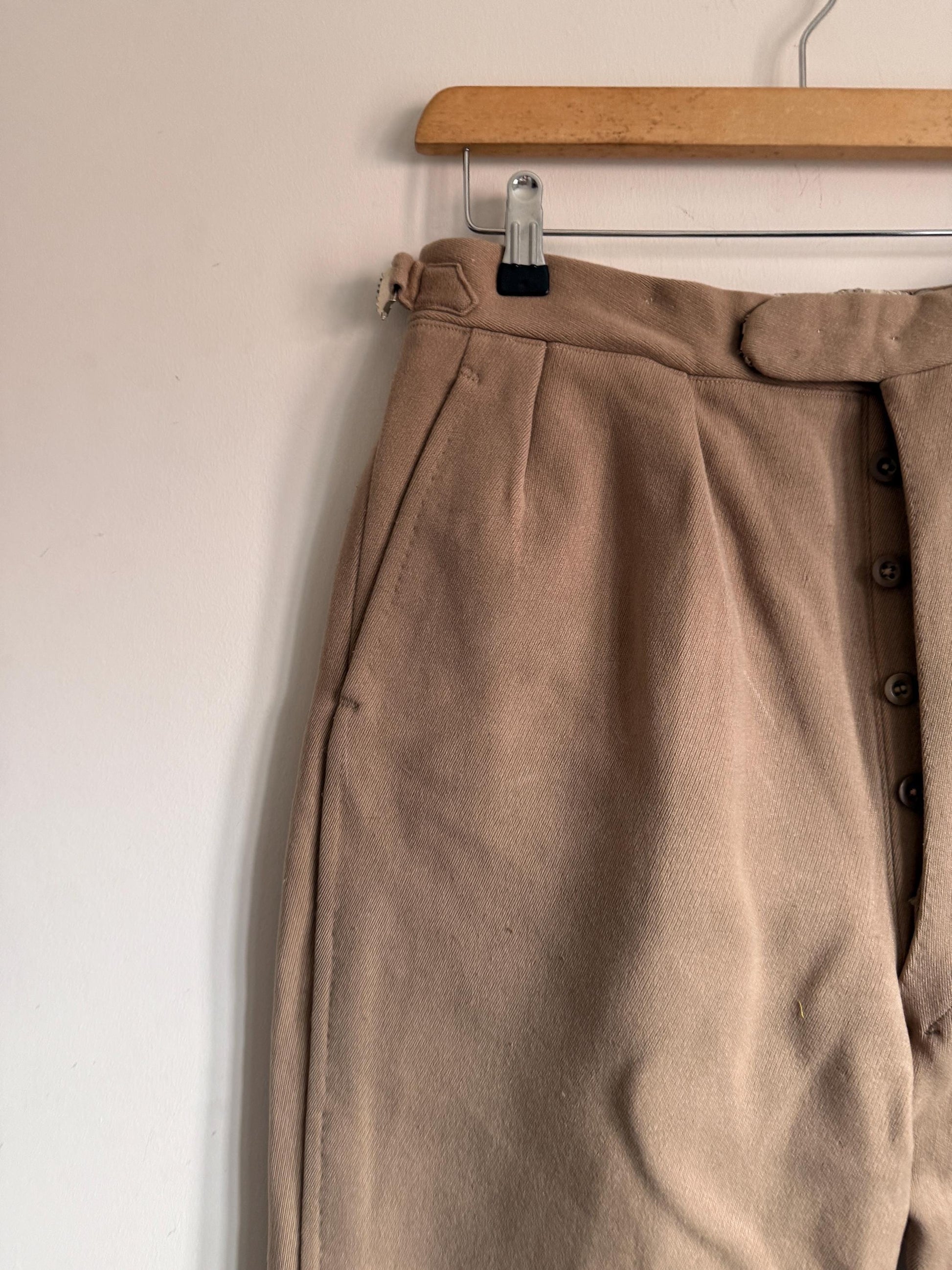 Vintage 1940s 1950s Adamsons Wool Flannel Trousers | High Waisted Pleated Men's Trousers | Brown Tailored Trousers | Made in England | 30W