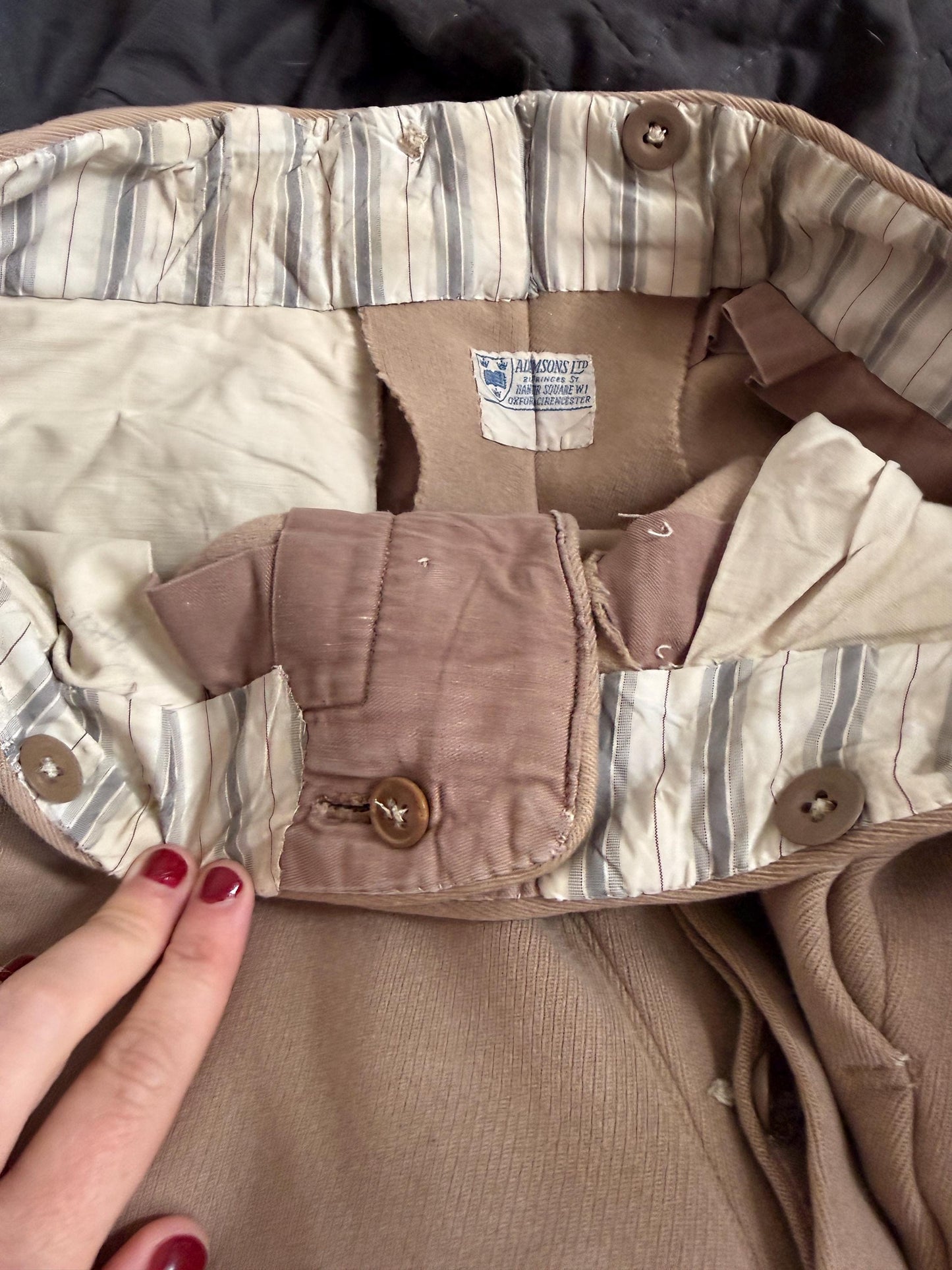Vintage 1940s 1950s Adamsons Wool Flannel Trousers | High Waisted Pleated Men's Trousers | Brown Tailored Trousers | Made in England | 30W