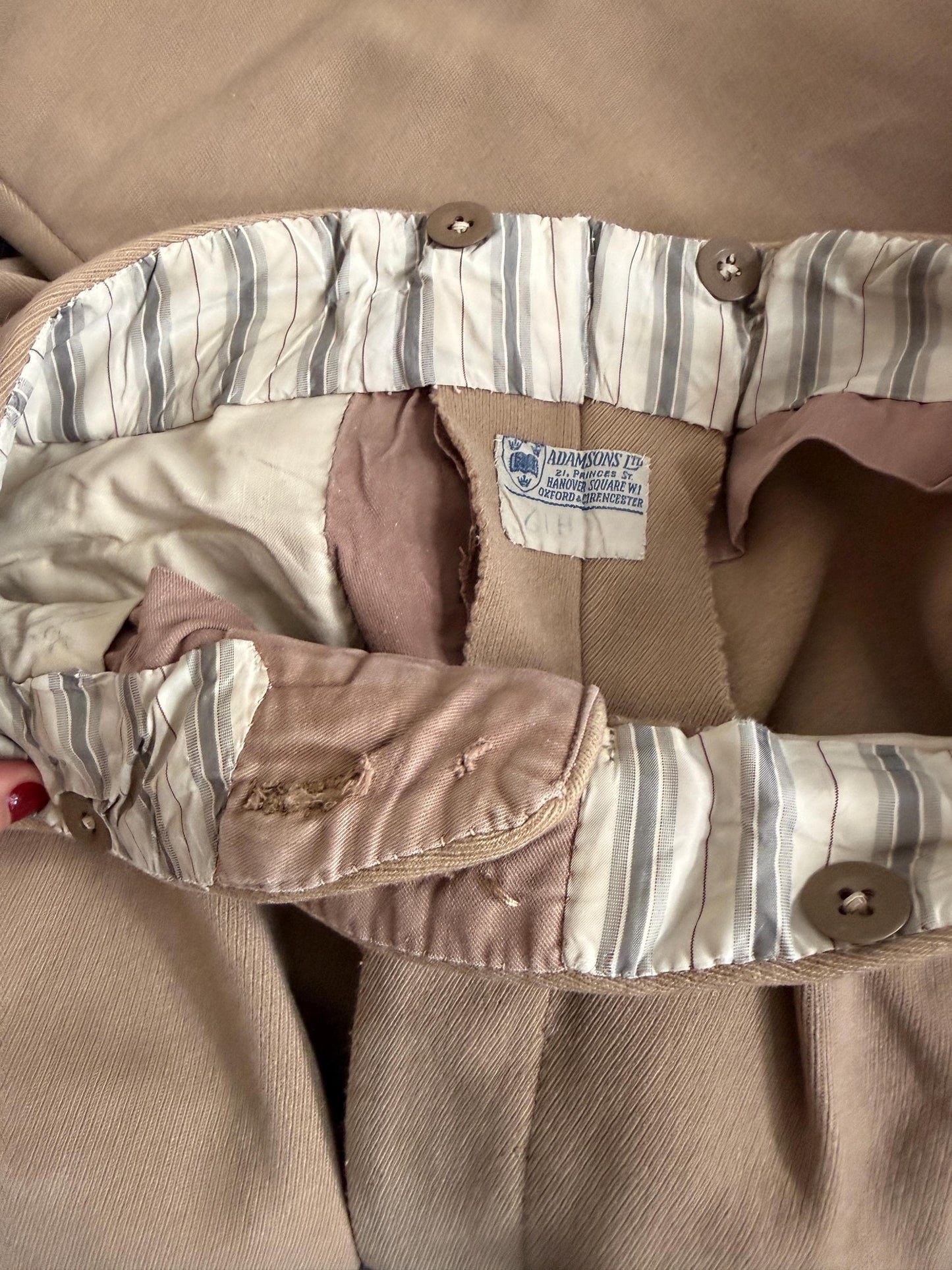 Vintage 1940s 1950s Adamsons Wool Flannel Trousers | High Waisted Pleated Men's Trousers | Brown Tailored Trousers | Made in England | 32W