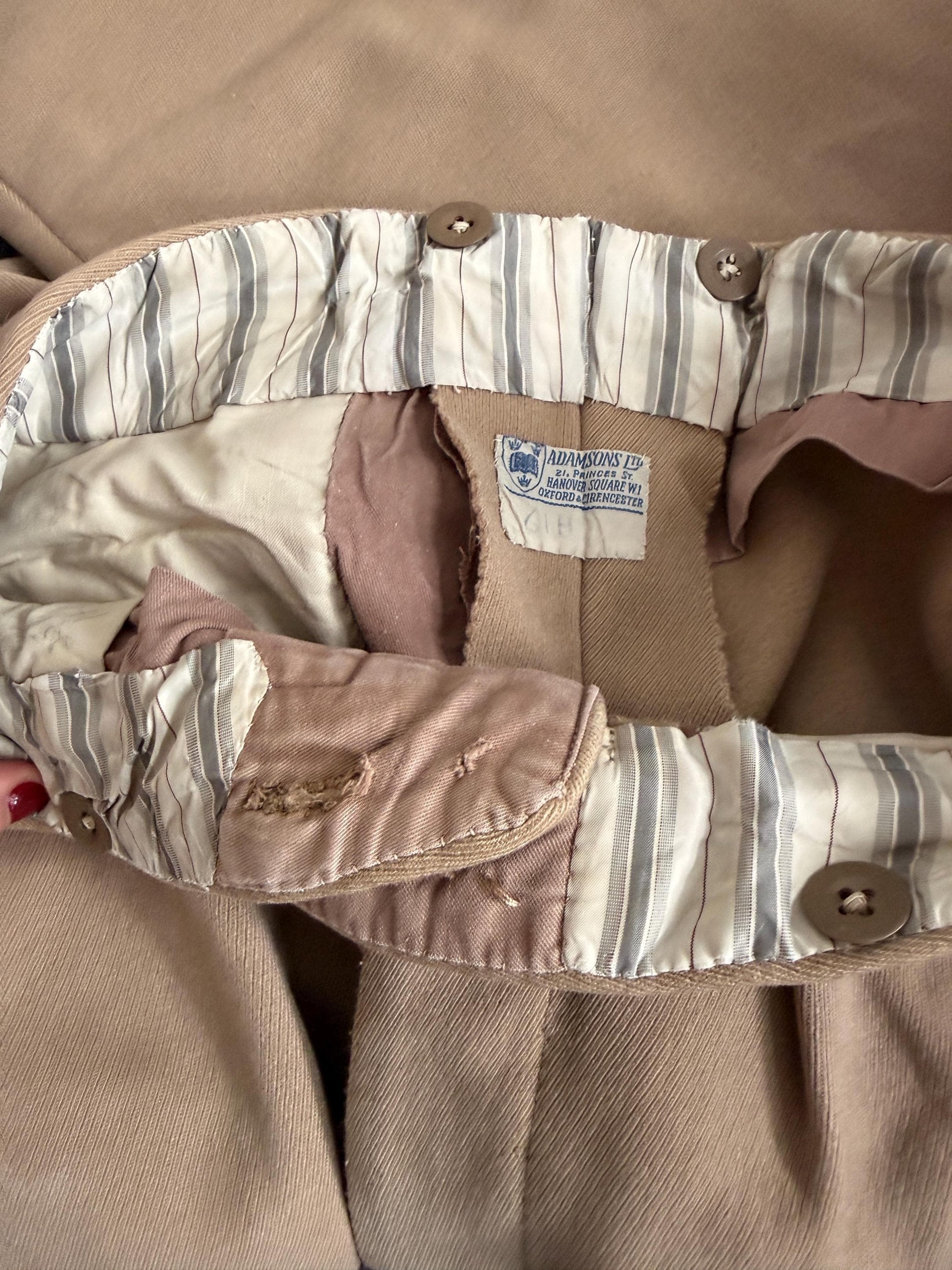 Vintage 1940s 1950s Adamsons Wool Flannel Trousers | High Waisted Pleated Men's Trousers | Brown Tailored Trousers | Made in England | 32W