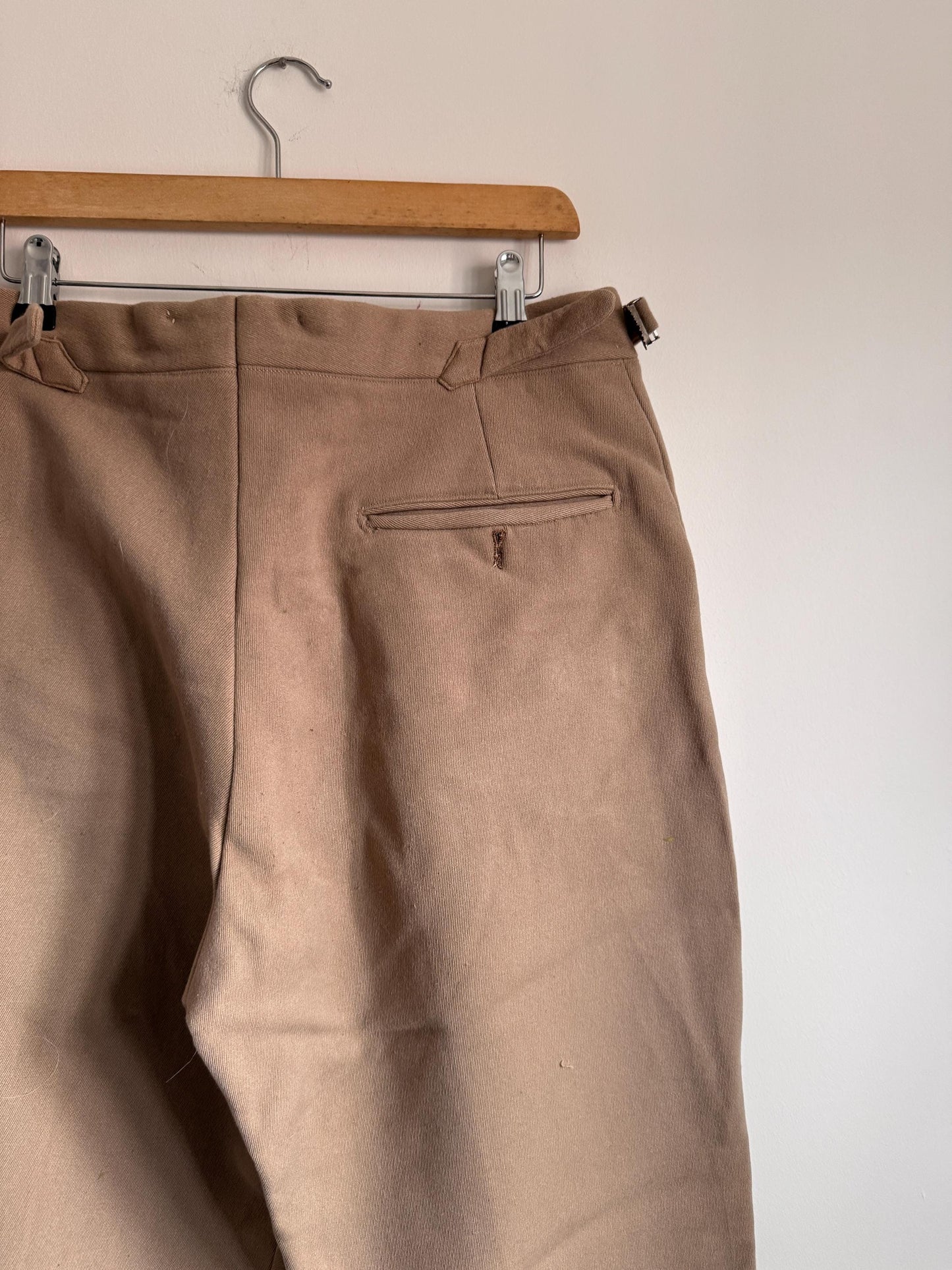 Vintage 1940s 1950s Adamsons Wool Flannel Trousers | High Waisted Pleated Men's Trousers | Brown Tailored Trousers | Made in England | 32W