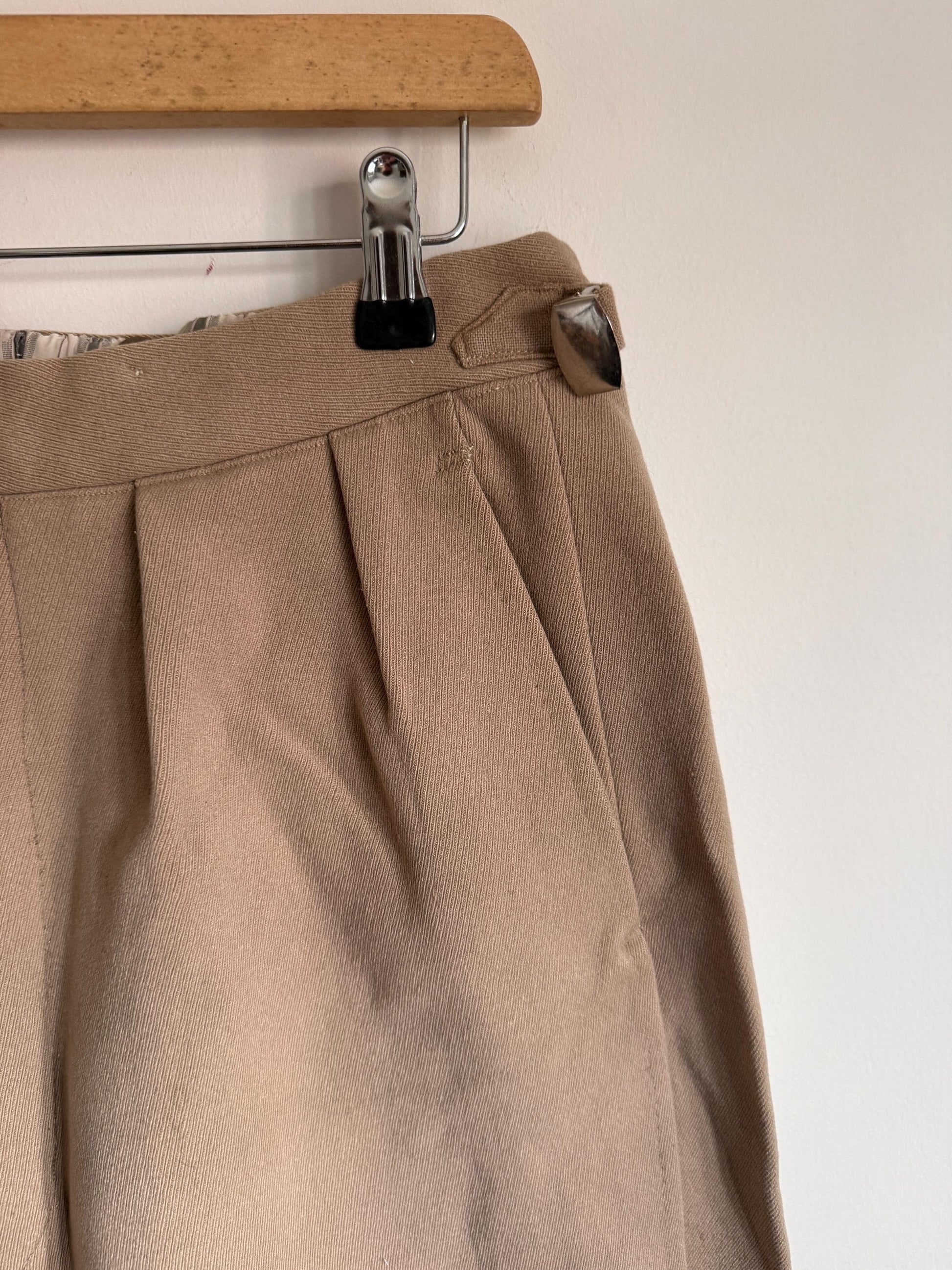 Vintage 1940s 1950s Adamsons Wool Flannel Trousers | High Waisted Pleated Men's Trousers | Brown Tailored Trousers | Made in England | 32W