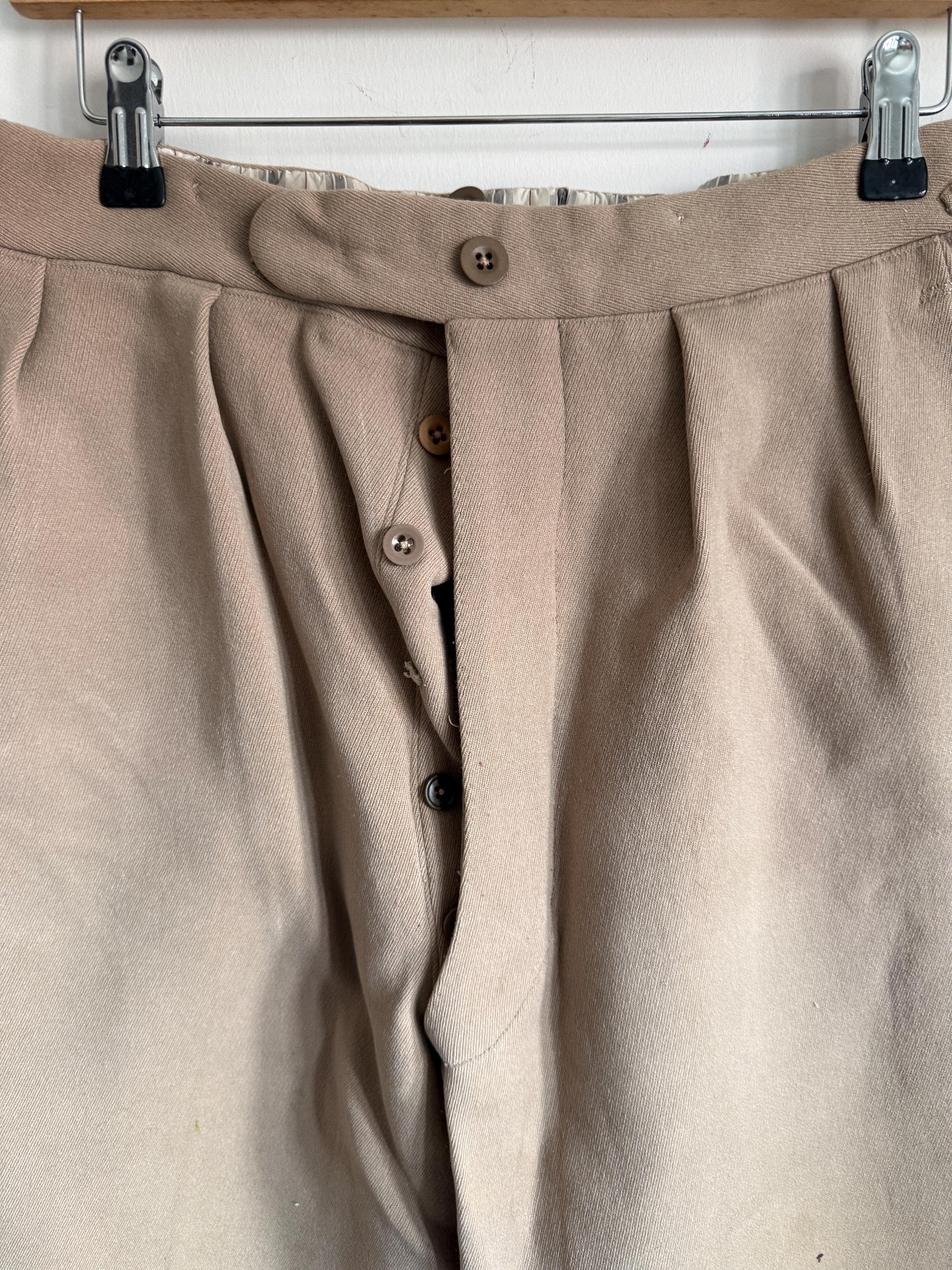 Vintage 1940s 1950s Adamsons Wool Flannel Trousers | High Waisted Pleated Men's Trousers | Brown Tailored Trousers | Made in England | 32W