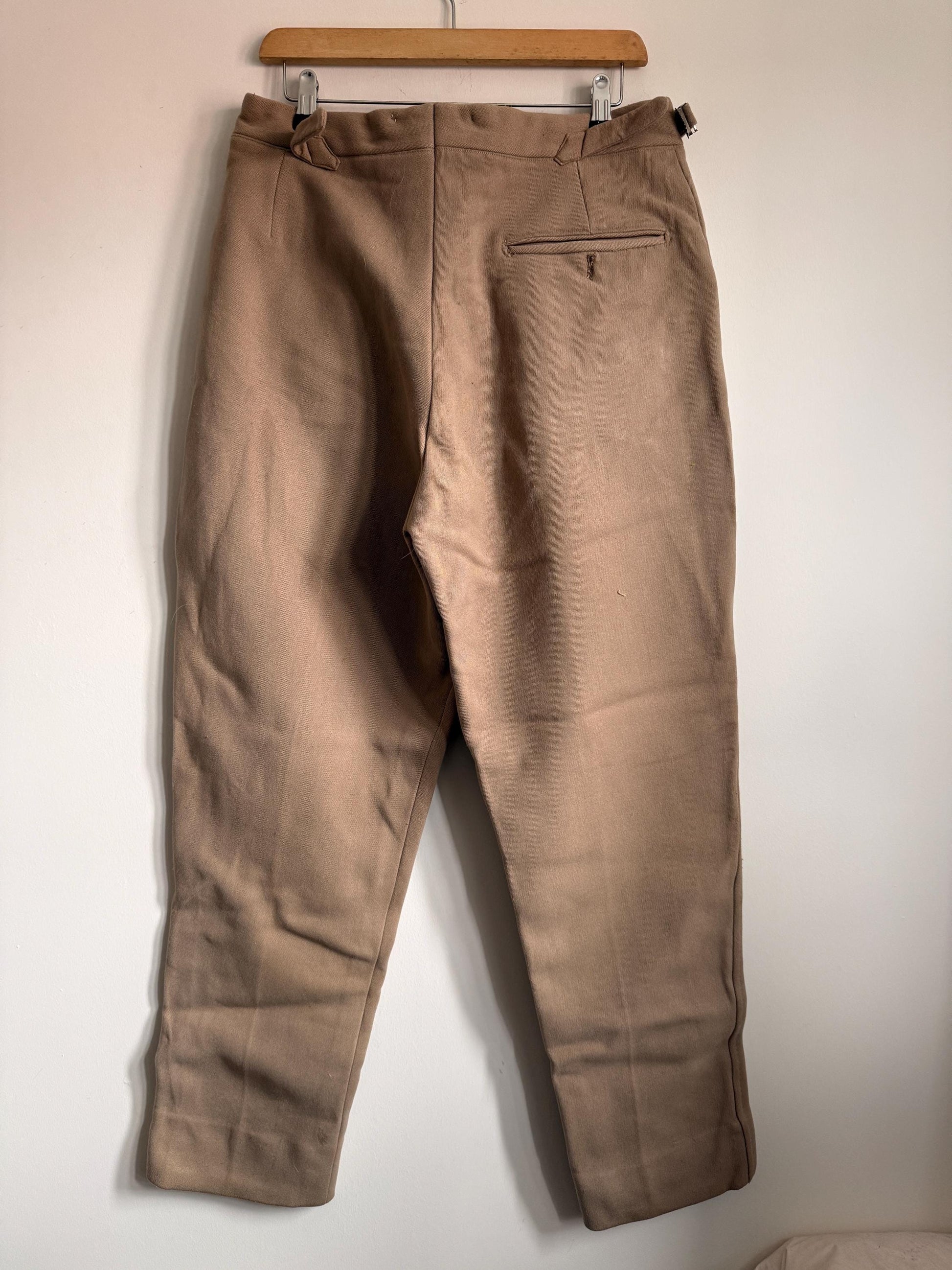 Vintage 1940s 1950s Adamsons Wool Flannel Trousers | High Waisted Pleated Men's Trousers | Brown Tailored Trousers | Made in England | 32W