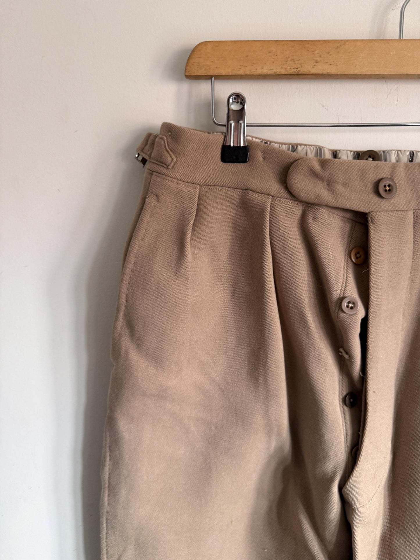 Vintage 1940s 1950s Adamsons Wool Flannel Trousers | High Waisted Pleated Men's Trousers | Brown Tailored Trousers | Made in England | 32W