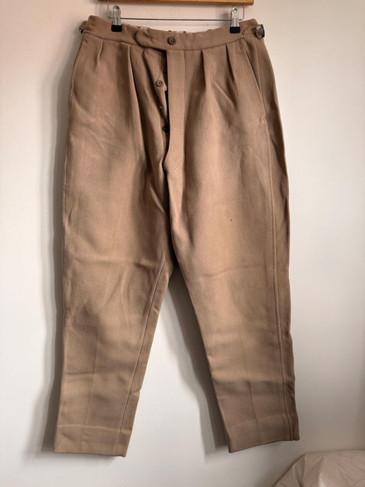 Vintage 1940s 1950s Adamsons Wool Flannel Trousers | High Waisted Pleated Men's Trousers | Brown Tailored Trousers | Made in England | 32W
