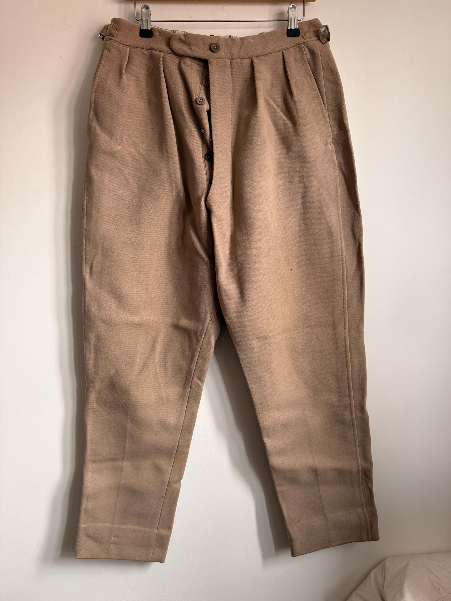 Vintage 1940s 1950s Adamsons Wool Flannel Trousers | High Waisted Pleated Men's Trousers | Brown Tailored Trousers | Made in England | 32W