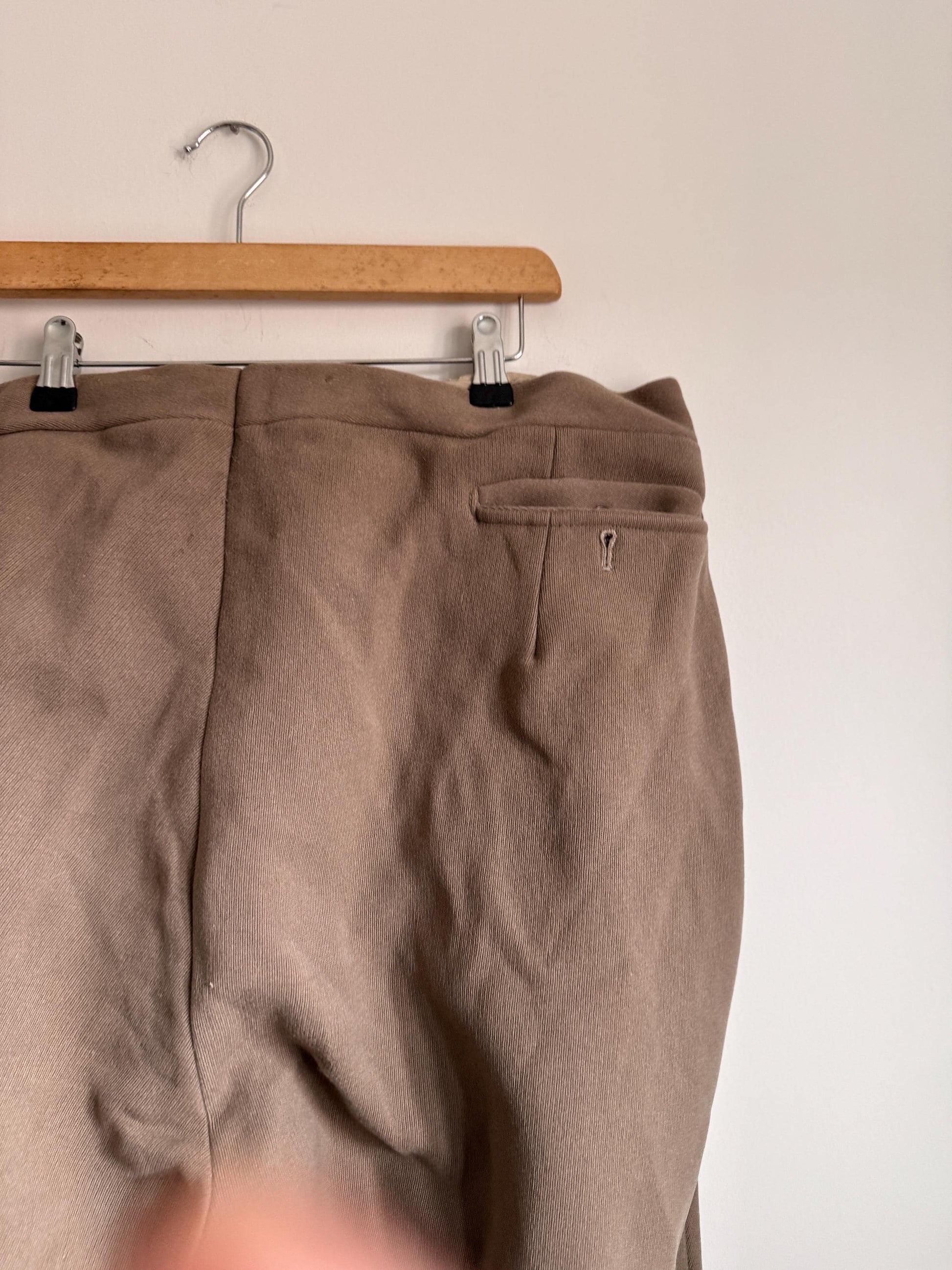 Vintage 1940s 1950s Brown Wool Trousers | High Waisted Button Fly Tailored Men's Pants | British Heritage Wool Trousers | Brace Button Waist