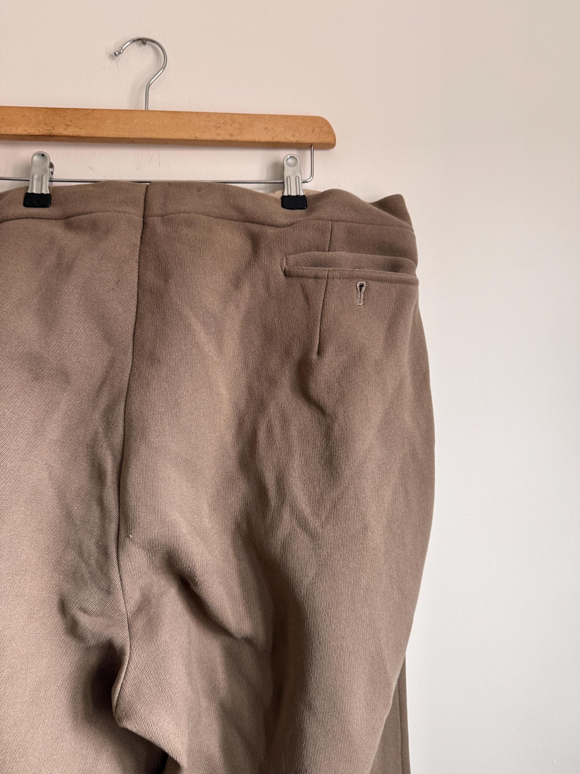Vintage 1940s 1950s Brown Wool Trousers | High Waisted Button Fly Tailored Men's Pants | British Heritage Wool Trousers | Brace Button Waist