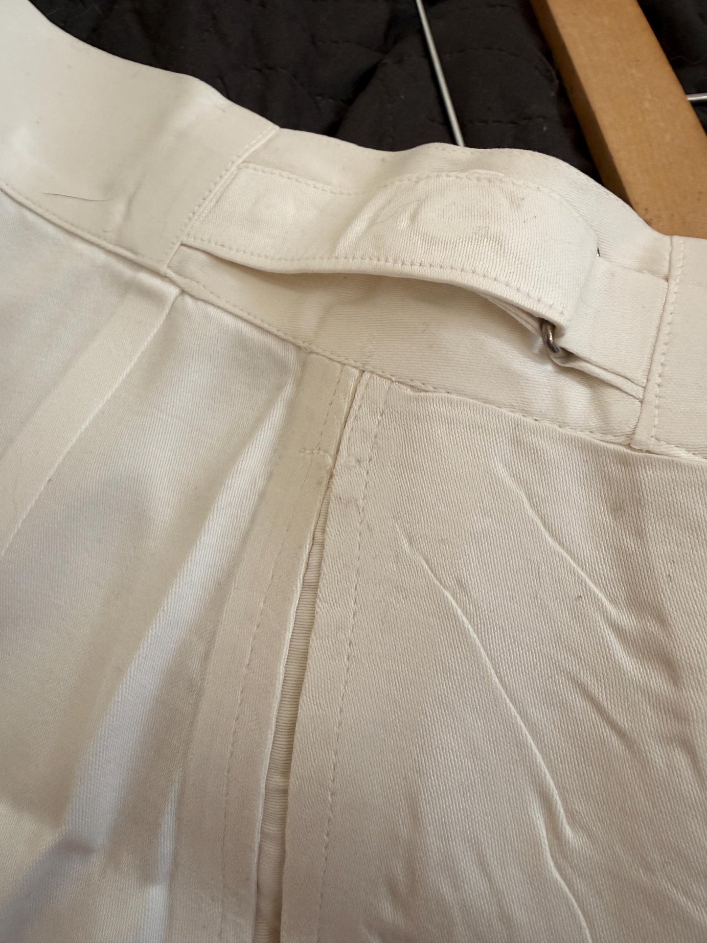 Vintage 1940s White Cotton Drill Shorts | High Waist Button Fly | British Navy Tailored Shorts | WWII Era | Goodwood Revival