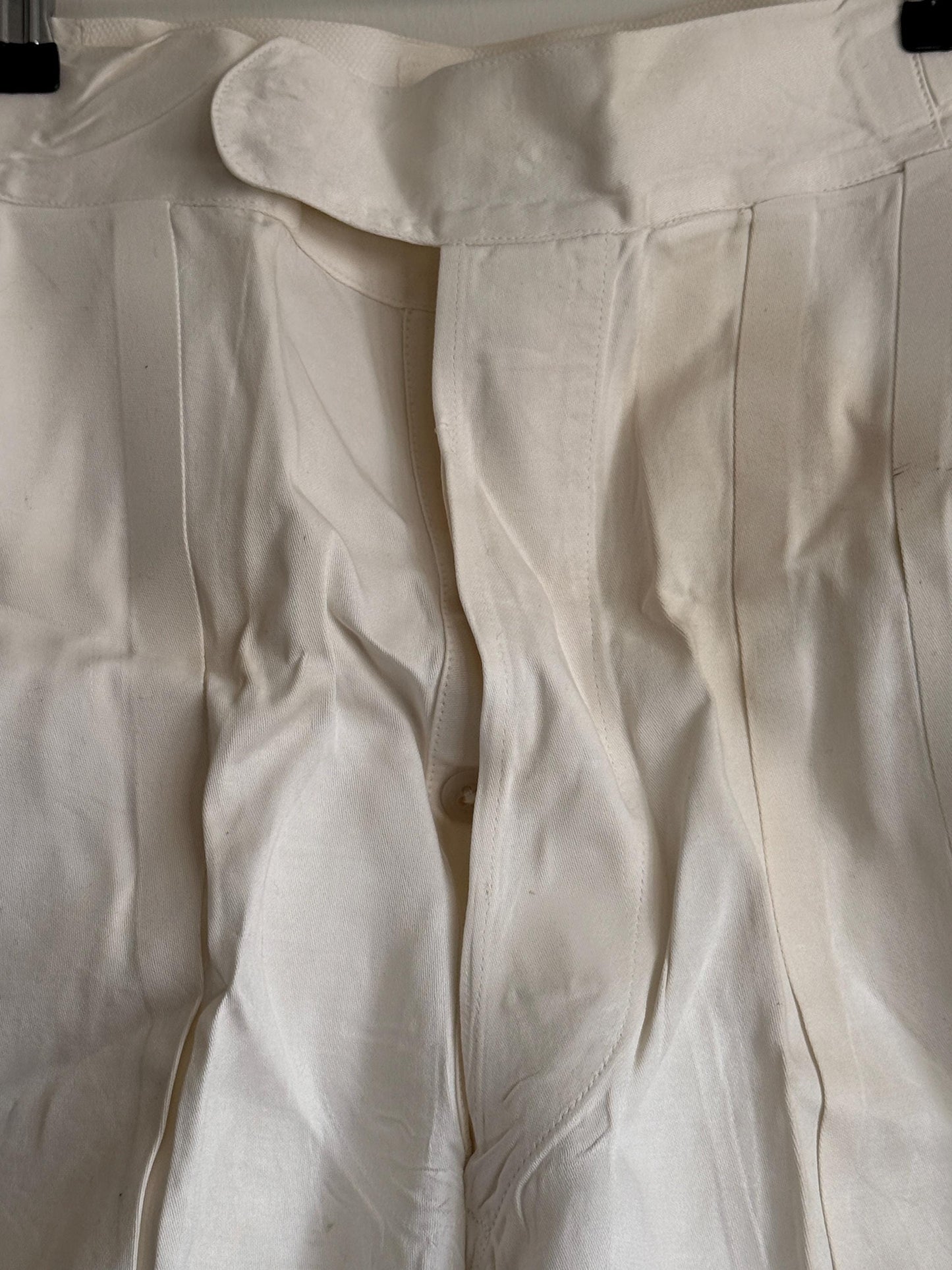 Vintage 1940s White Cotton Drill Shorts | High Waist Button Fly | British Navy Tailored Shorts | WWII Era | Goodwood Revival