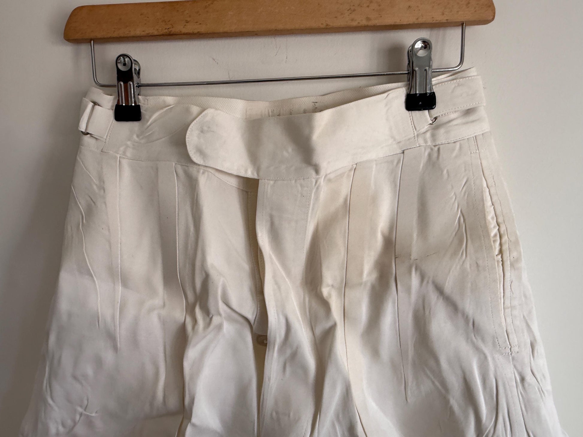 Vintage 1940s White Cotton Drill Shorts | High Waist Button Fly | British Navy Tailored Shorts | WWII Era | Goodwood Revival