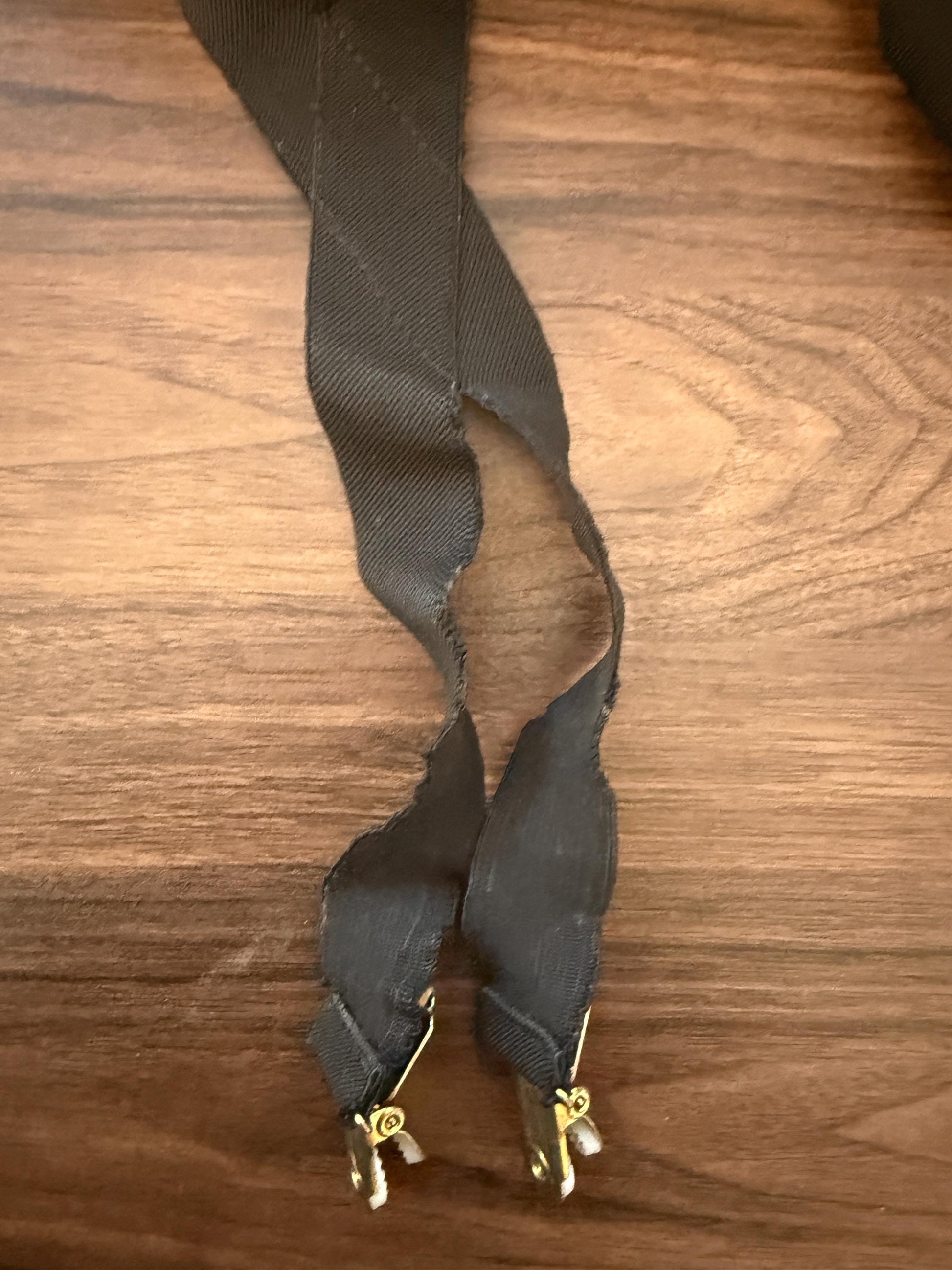 Vintage 1950s 60s Men's Black Braces – Gold Tone Clip Formal Trouser Suspenders