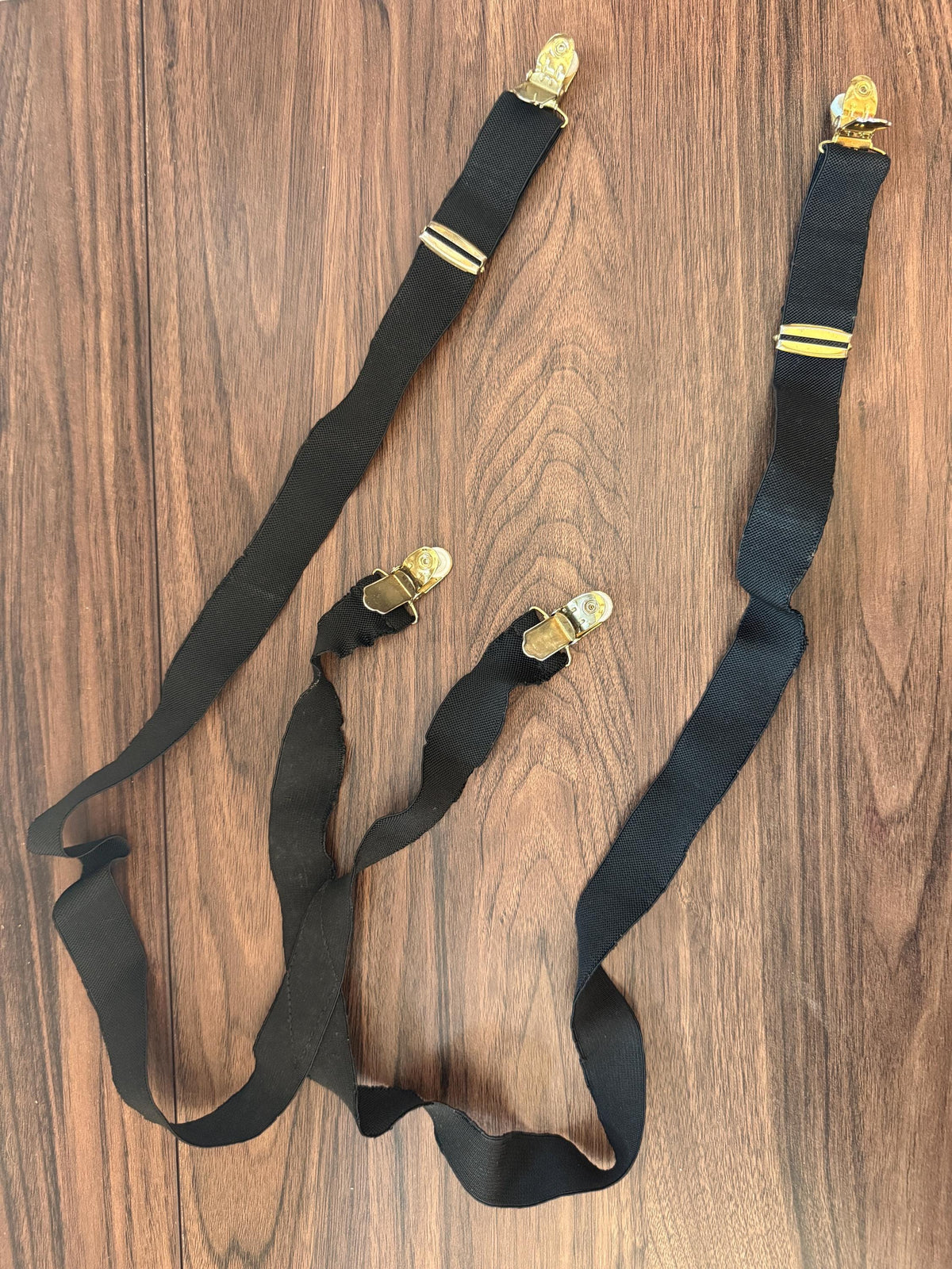 Vintage 1950s 60s Men's Black Braces – Gold Tone Clip Formal Trouser Suspenders